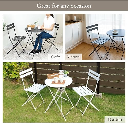 Miniatura 6 de US001 - Juego de muebles plegables para interiores y exteriores, 2 sillas y 1 mesa, resistente a la intemperie para exteriores e interiores, juego