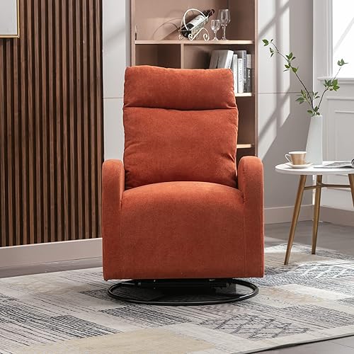 Miniatura 2 de Homtique Silla mecedora giratoria para bebé silla mecedora tapizada moderna para sala de estar dormitorio naranja
