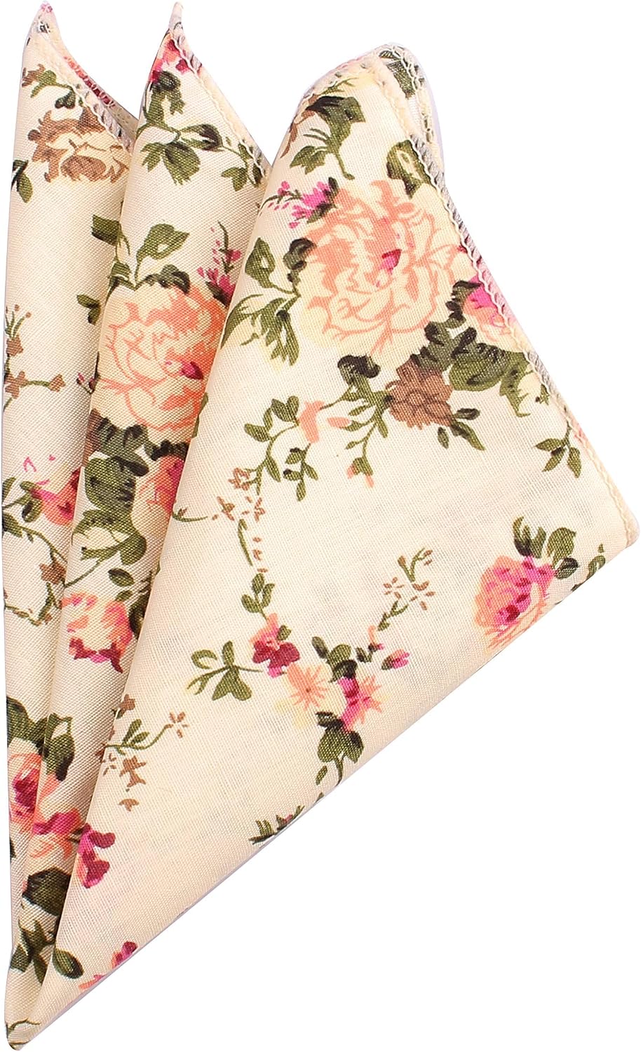 Men's Skinny Cotton Linen Ties Matching Handkerchief Set Floral Printed Neckties