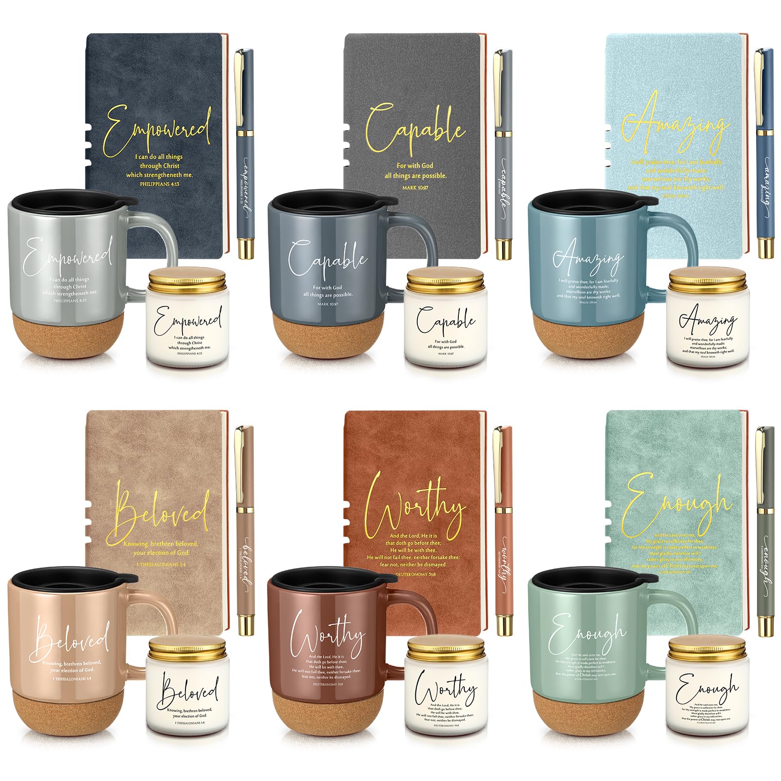 Cadeaux chrétiens en vrac avec mug en céramique journal et bougie