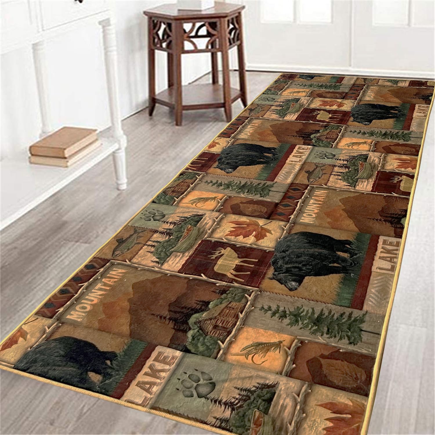 Amazon.com: Rustic Cabin Wildlife Long Runner Rug 2x6 Throw Rug,Maple ...