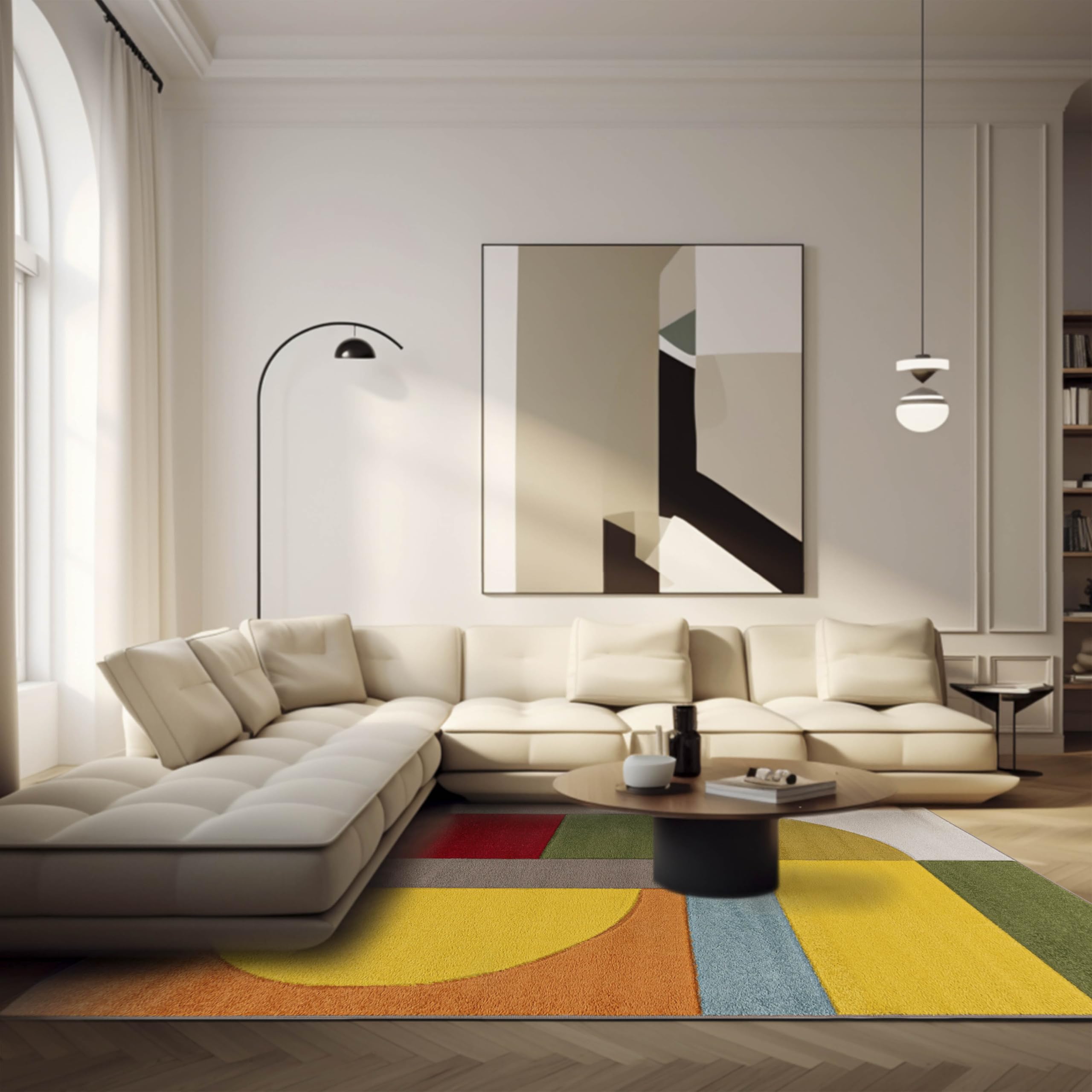 Mazovia Tappeto moderno geometrico a pelo basso - Tappeto colorato morbido per soggiorno, camera da letto, sala da pranzo - certificato ÖKO-TEX - Tappeto con motivo geometrico colorato 120 x 170 cm