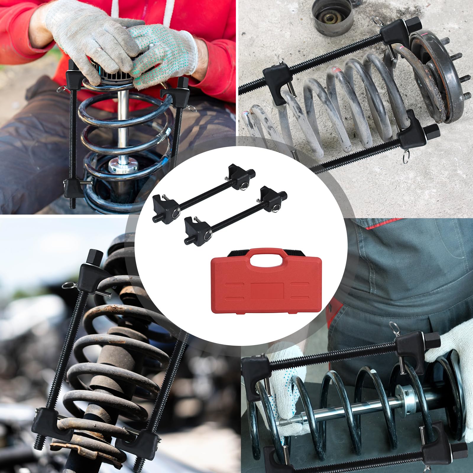 LZQ Set di 2 tensionatori a molla universali per auto, max. 375 mm, con scatola di immagazzinamento per molle di sospensione