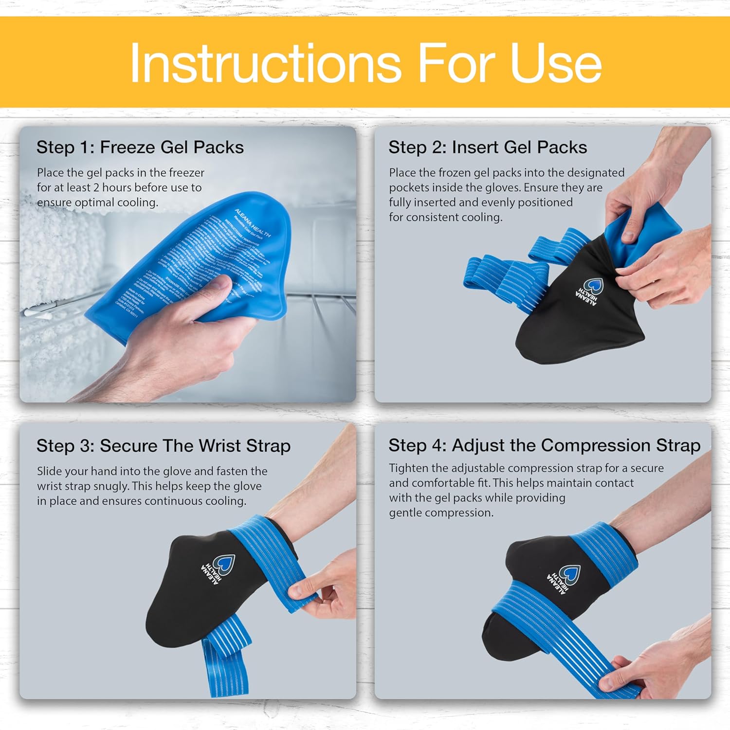 Cold Therapy Gloves for Chemotherapy & Neuropathy Relief – Reusable Ice Pack Cooling Gloves, 1 Pair – Large