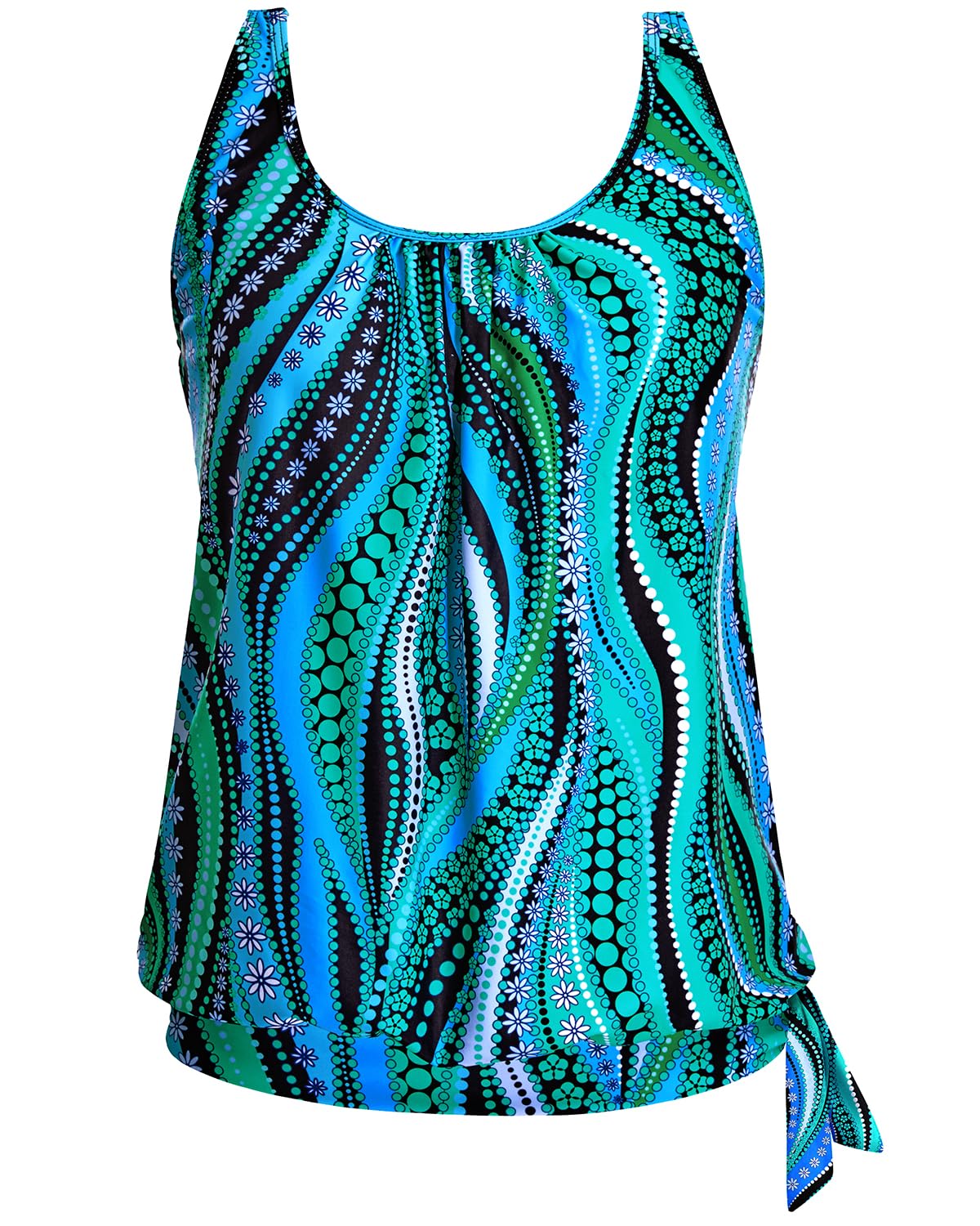 Yonique Womens Blouson Tankini Swim Top Loose Fit Strappy Bathing Suit