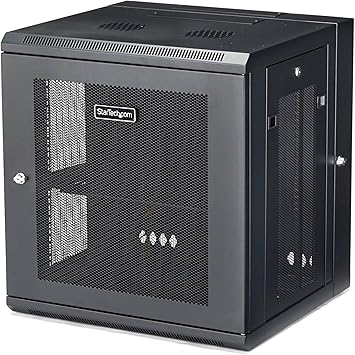 StarTech 4-Post 12U Wall Mount Network Cabinet with 1U Shelf, 19in Wall-Mounted Server Rack Kit, Up to 16in Mounting Depth, Ships Fully Assembled