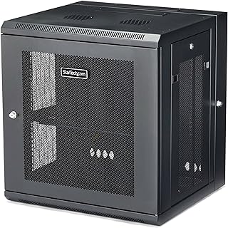 StarTech.com 4-Post 12U Wall Mount Network Cabinet with 1U Shelf, 19in Wall-Mounted Server Rack Kit, Up to 16in Mounting Depth, Ships Fully Assembled