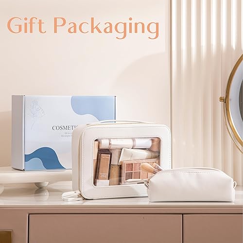 Miniatura 2 de HBselect Organizador de bolsa de maquillaje transparente, bolsa de aseo portátil de viaje, bolsa de cosméticos para mujeres, bolsa de almacenamiento