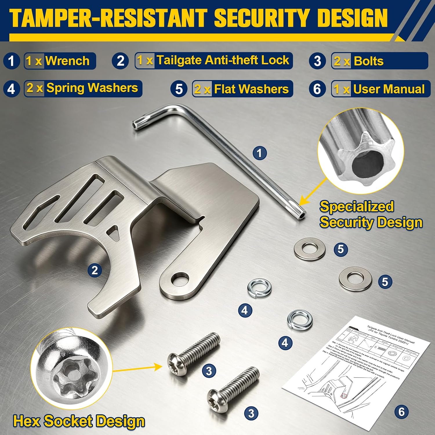 Tailgate Anti-Theft Protector Lock for Toyota Tundra 2022-2026