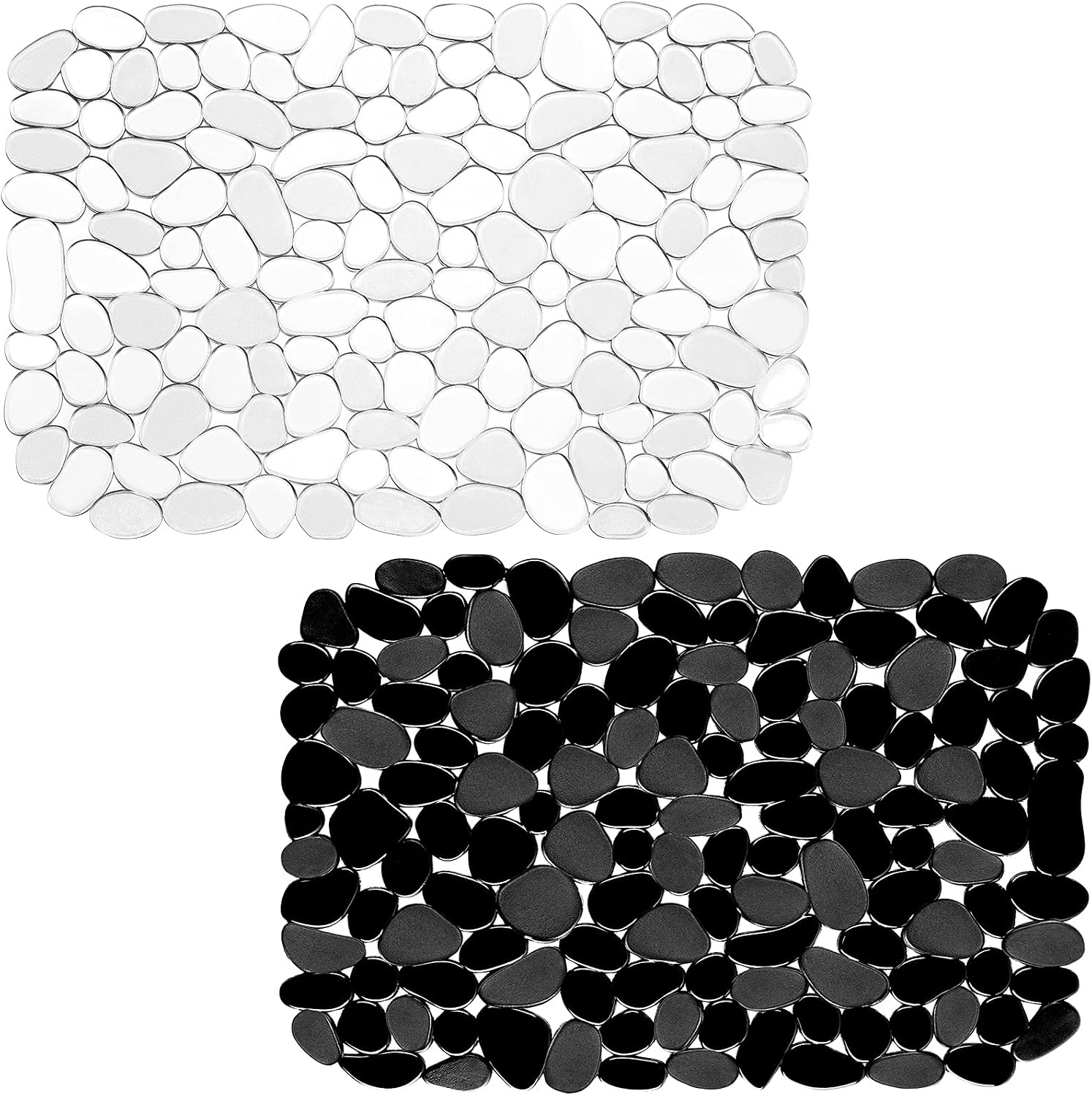 Coopay Sink Mat Pebble Sink Protectors for Kitchen Sink, PVC Eco-friendly Adjustable Stainless steel Porcelain Dish Drying Pad, Protector for Bottom of Kitchen Sink, 15.8 x 11.8 inches (2 Pack, Gray)