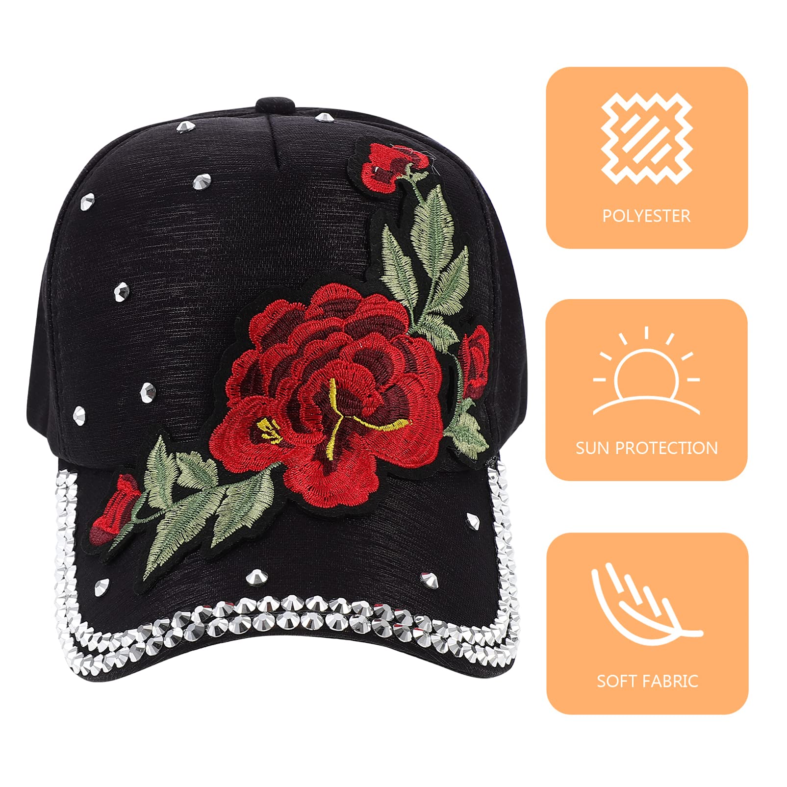 SOIMISS 2 Pz Moda Cappellini Ricamati Floreale Estate Baseball Versatile Uomo a Prova di Sole Cappello da Sole Visiera Sole-Sole per Donne Fresche Casual Diamante