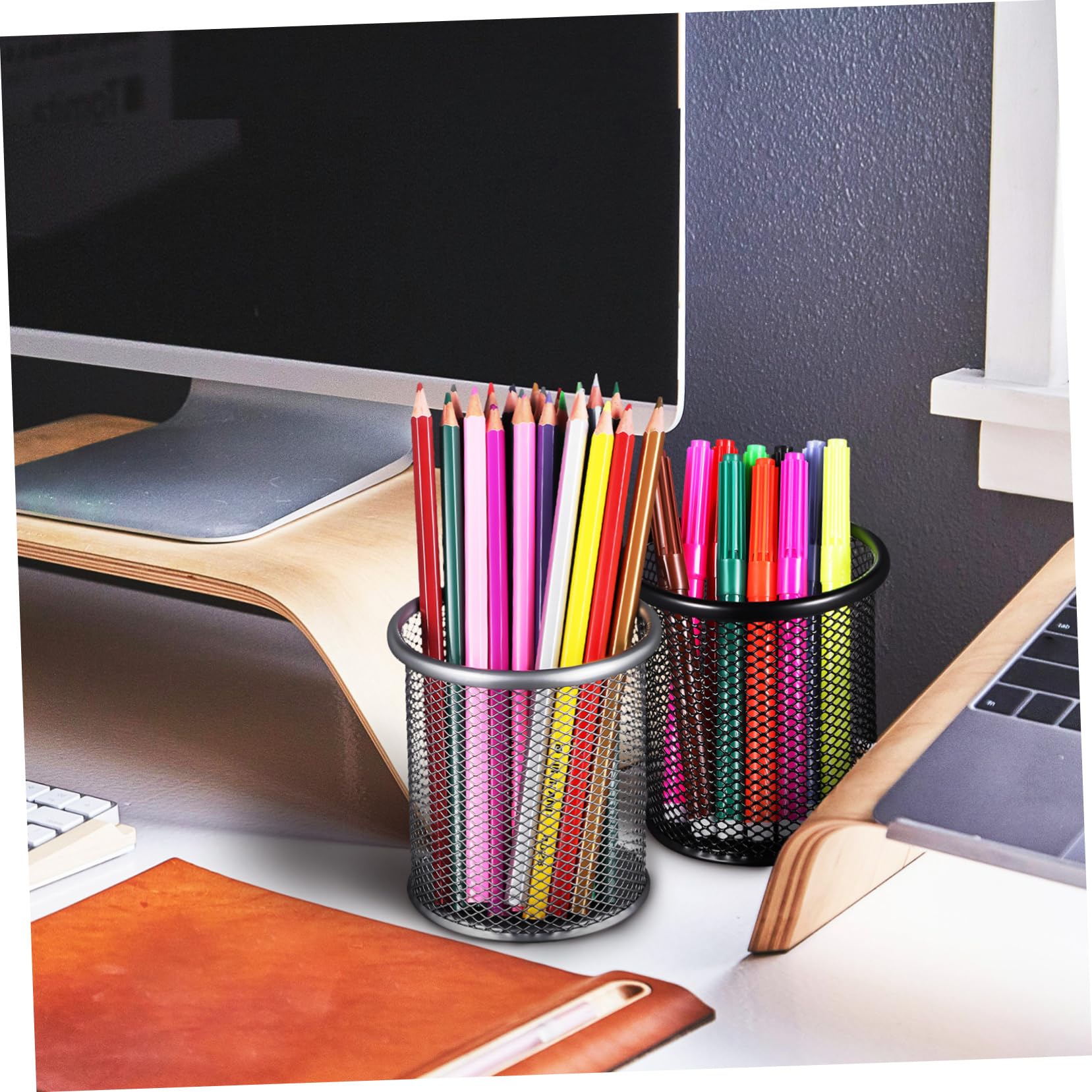 10 Pezzi porta penna Secchio per organizer da scrivania Titolare Portapenne metallo Portapenne industriale graffette ufficio portautensili tazza portapenne contenitore per penne