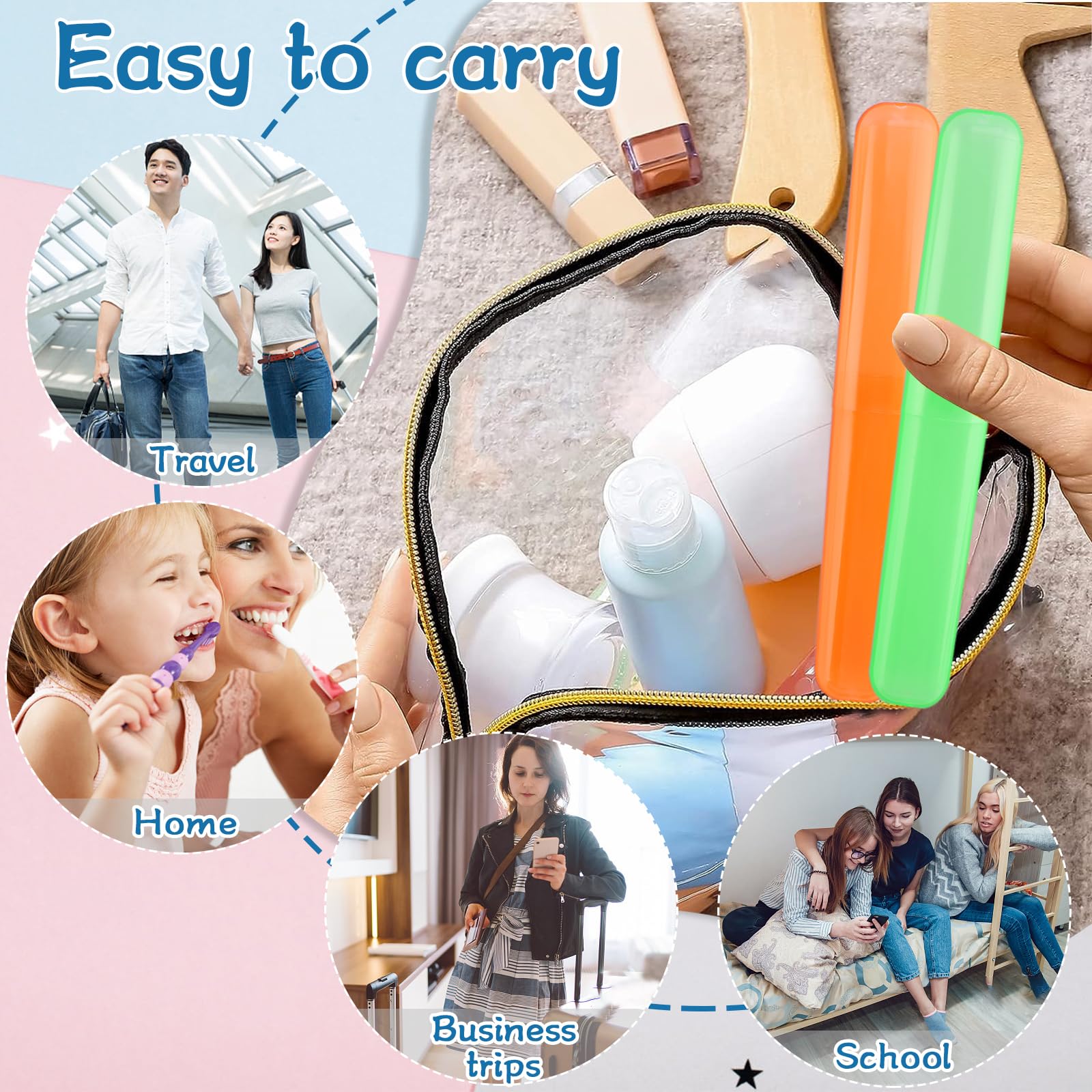 NICEMOVIC 120 soportes para cepillos de dientes de viaje, estuche de viaje para cepillo de dientes a granel, plástico portátil, a prueba de polvo, transpirable, soporte para cepillo de dientes para