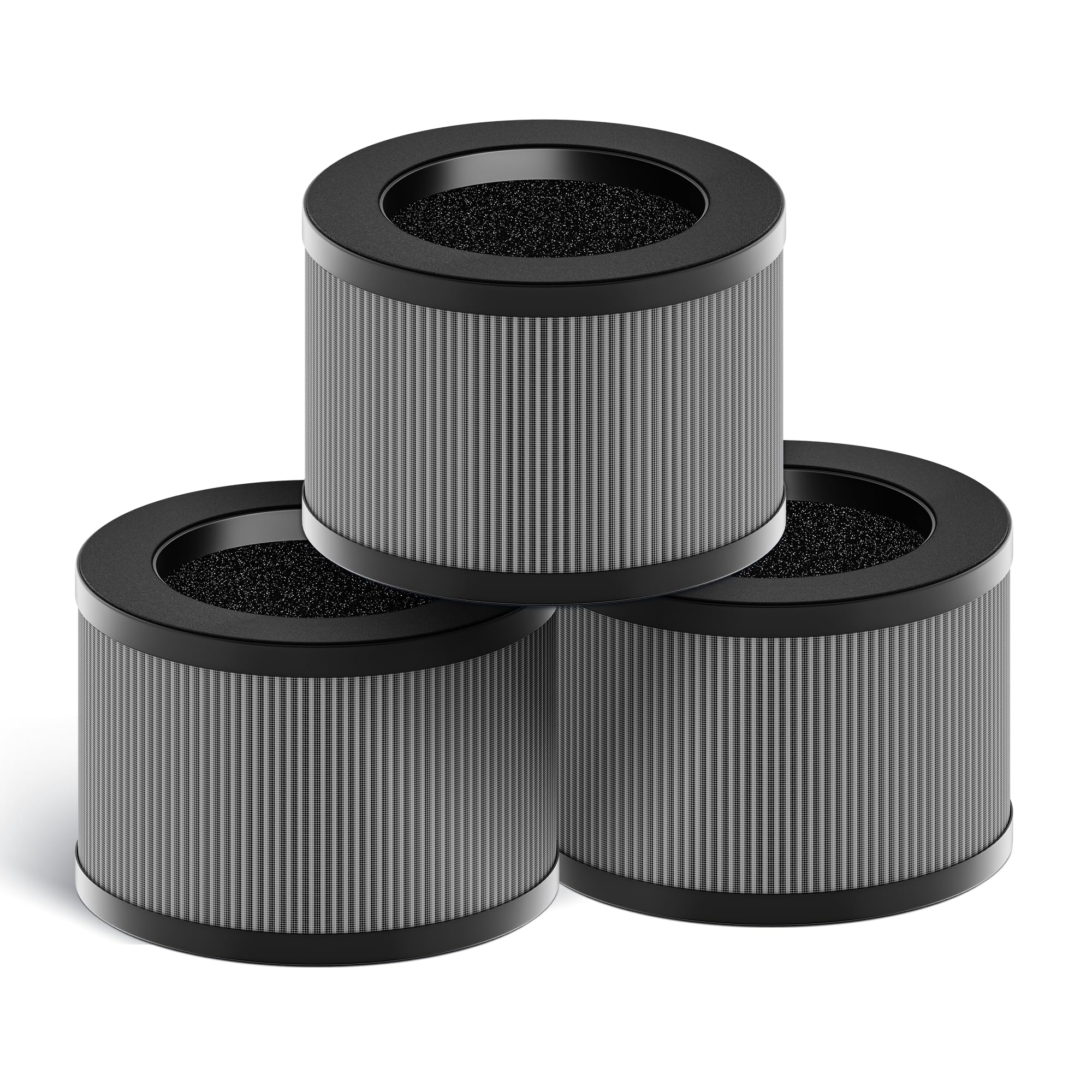 MK01 & MK06 Air Filter Replacement Compatible with AROEVE MK01 MK06, ToLife TZ-K1, VOOPNU DH-JH12 and Kloudi DH-JH01 Air Purifier, Smoke Remover Version, 3 Pack, Gray, For Home Pets Bedroom Office