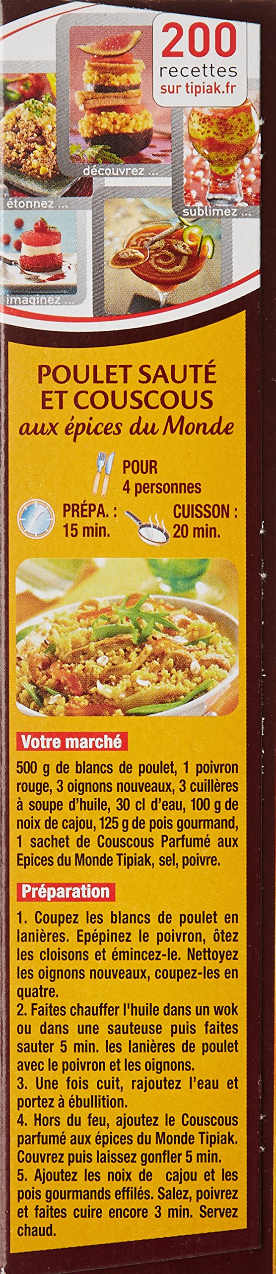 Tipiak Graine de Couscous Parfumé aux Épices du Monde 500 g