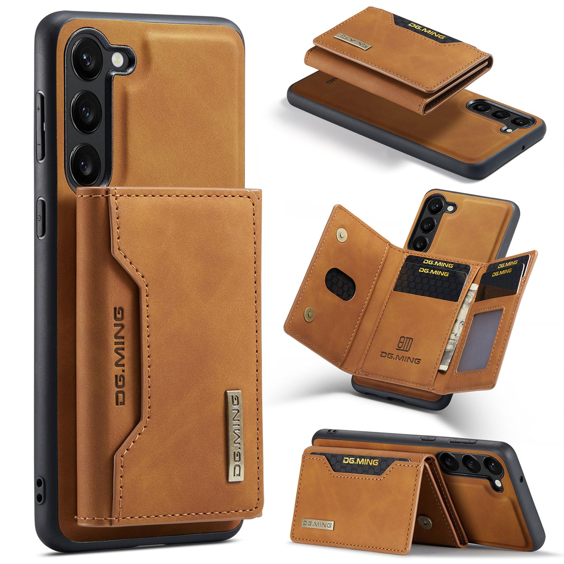 ZCDAYE Custodia per Samsung Galaxy S23 con scomparto per carte di credito, in pelle, per Samsung S23, con scomparto per carte di credito, chiusura magnetica, pratica custodia, marrone