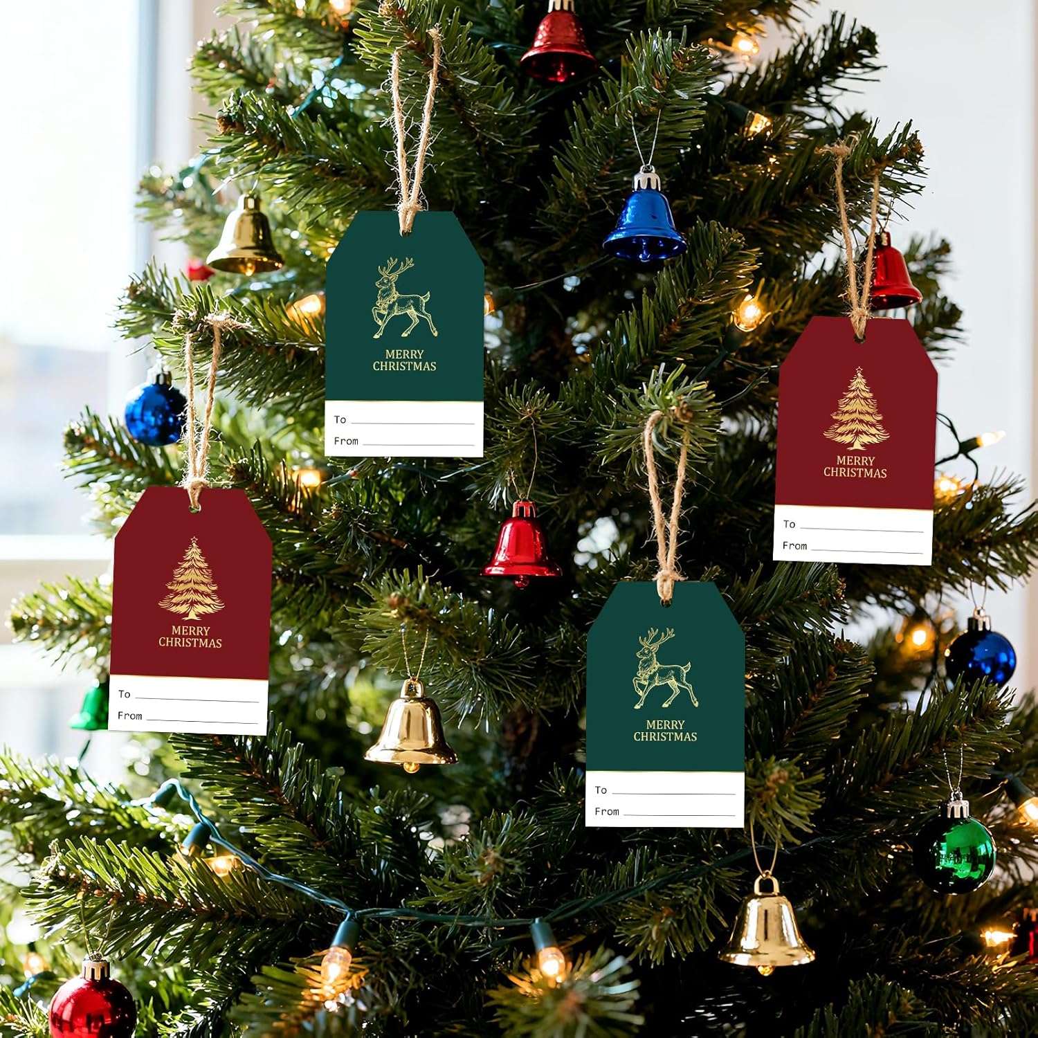 G2PLUS Christmas Paper Gift Tags with String - 50Pcs Red and Green Christmas Name Tags for Holiday Wrapping, Party Favors, DIY Crafts, Xmas Presents - Image 7