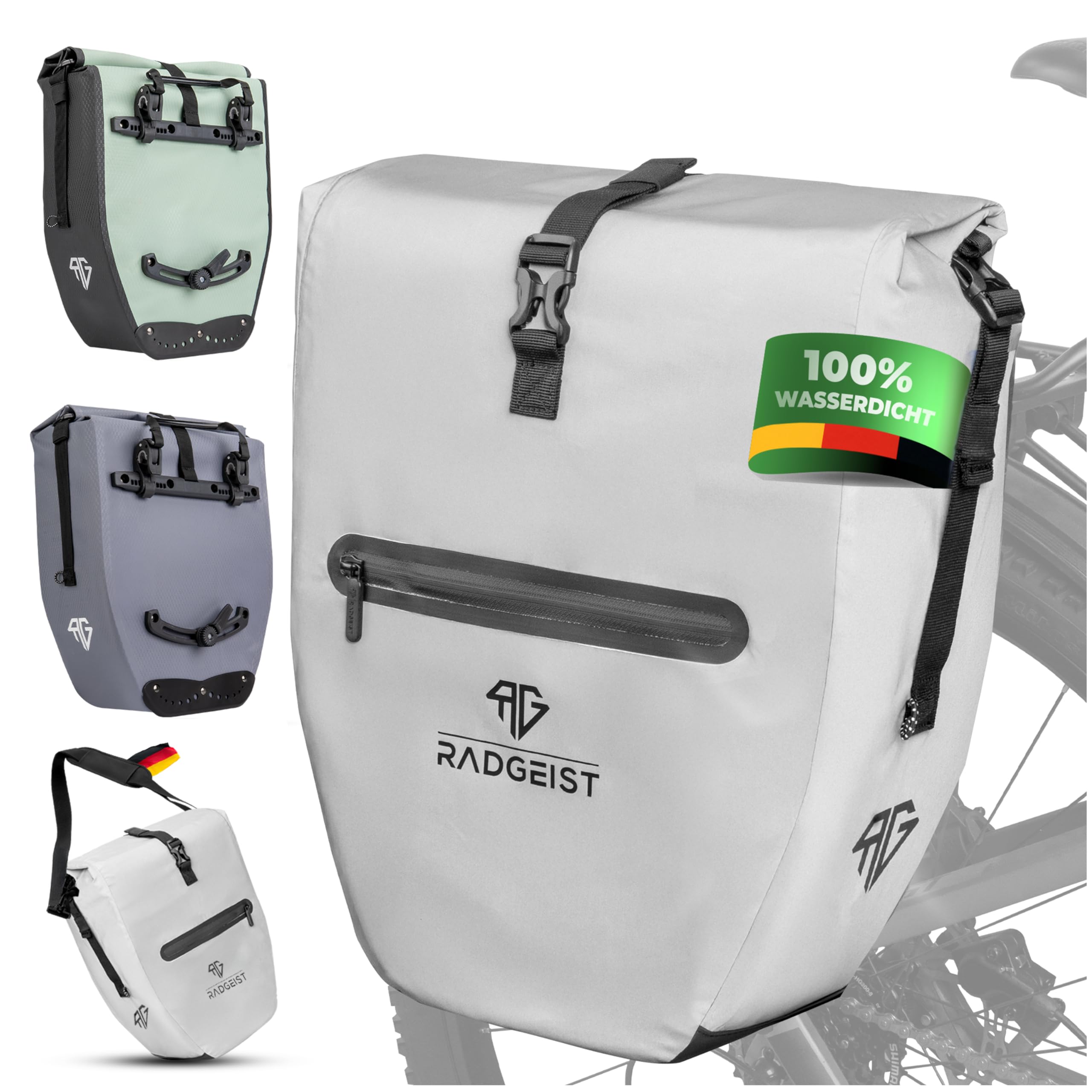 RADGEIST Bicycle Bag for Pannier Rack - Bag for Bicycle Pannier Rack - Pannier Rack Bag Waterproof Shoulder Bag (Reflective 28L, Single) — image 1