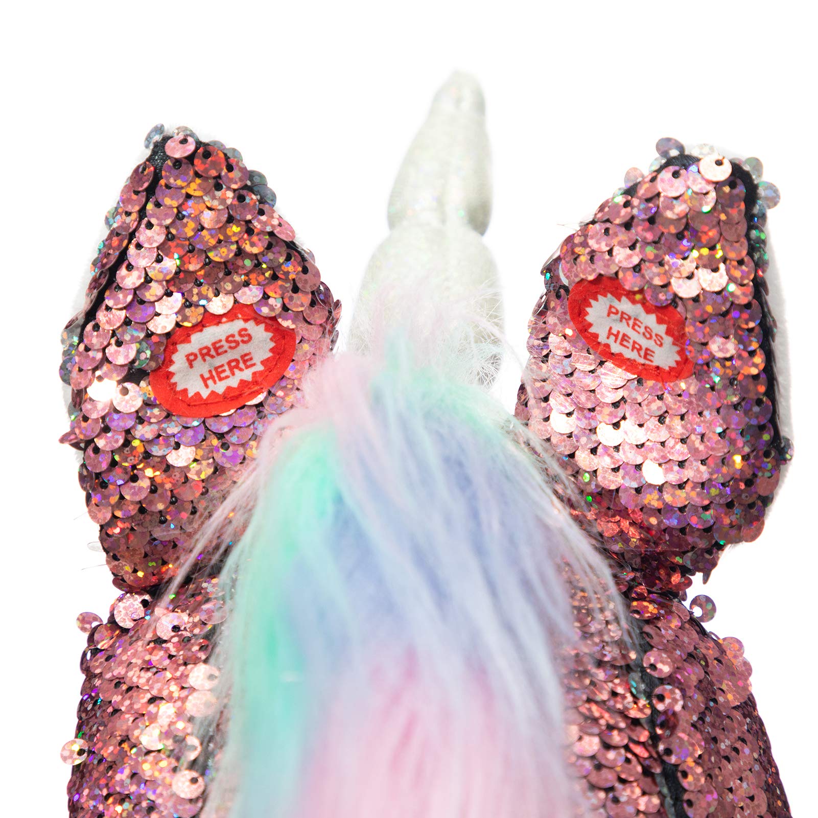 HollyHOME Sequin Unicorn Stick Horse with Wood Wheels Real Pony