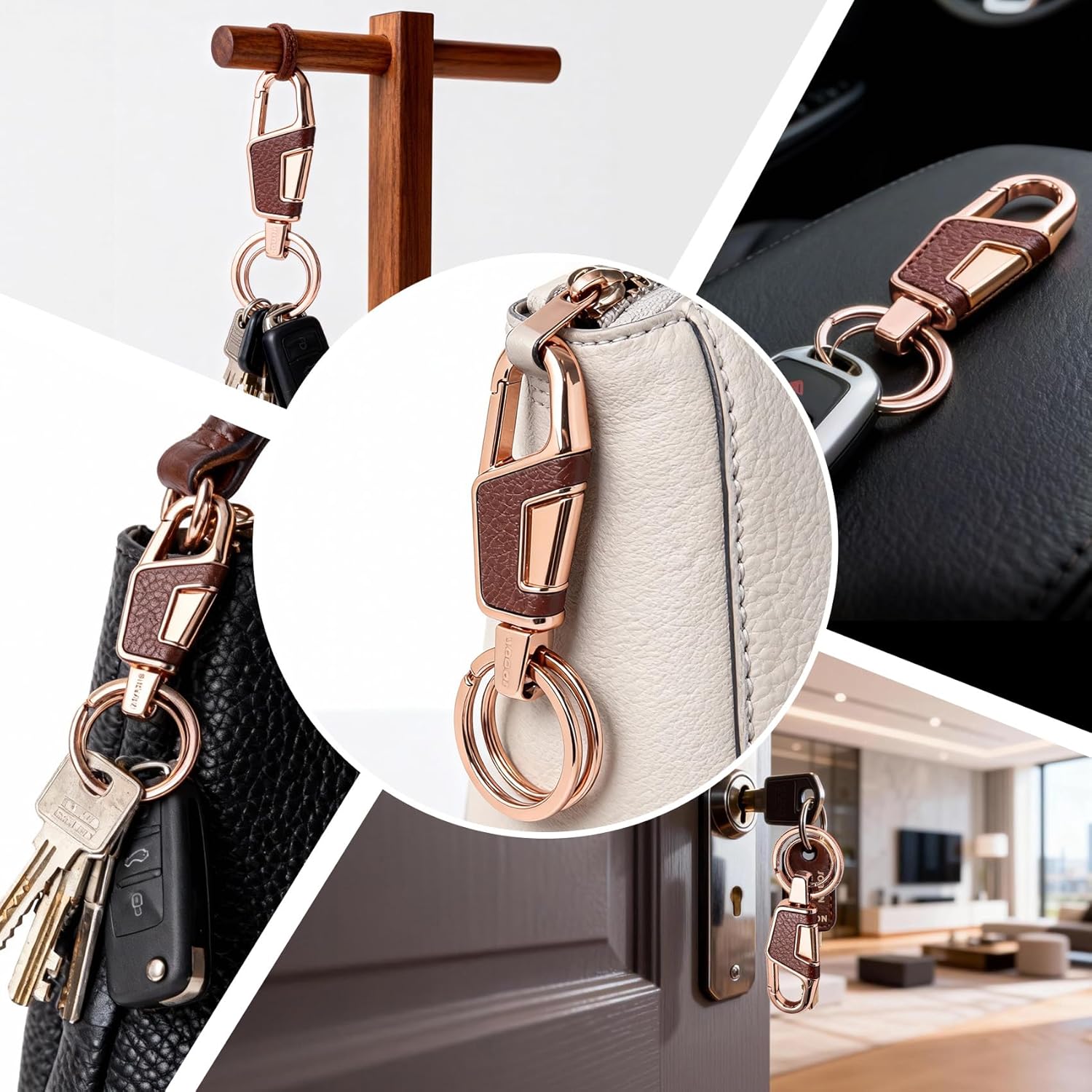 Keychain and Key Ring,Key Organizer for Car Office House Keys,Zinc Alloy Key Chain,Key Holder Gift for Women Men - Image 6