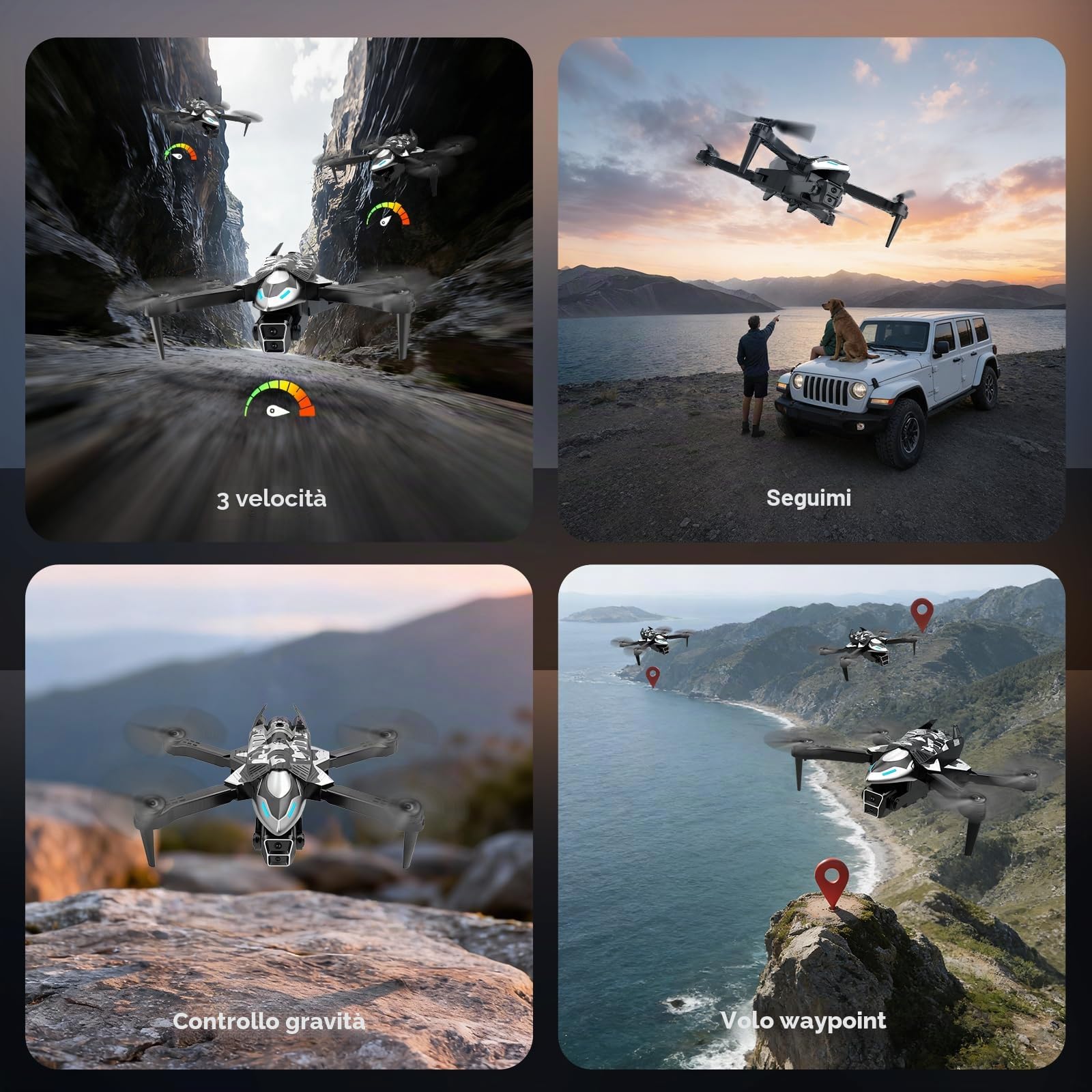 A66 Mini Drone per Bambini con Telecamera 1080P HD FPV con Mantenimento Dell'altitudine, Droni Quadricottero RC con Luci LED e 2 Batterie, Giocattolo Regalo per Ragazzi e Ragazze