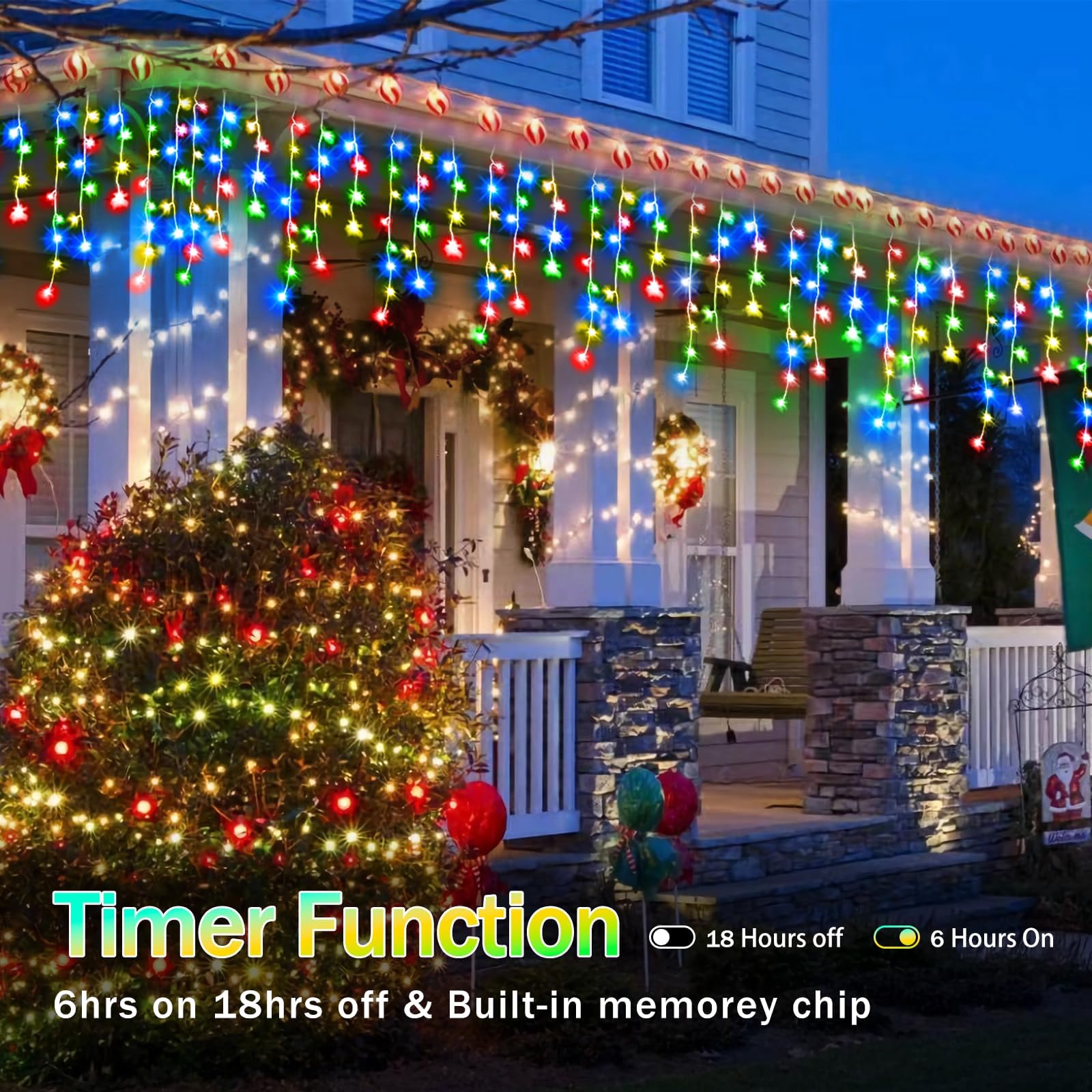 Luces de Navidad de 98 pies, decoraciones al aire última intervensión, 900 LED, 12 modos de iluminación con temporizador, memoria impermeable, luz de Navidad para patio, techo, fiesta, boda