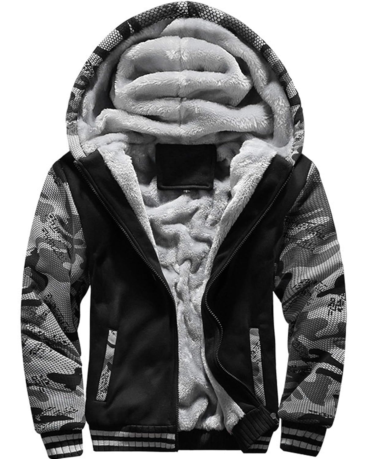 MACHLAB Mens Pullover Winter Workout Fleece Hoodie Jackets Full Zip Wool Warm Thick Coats