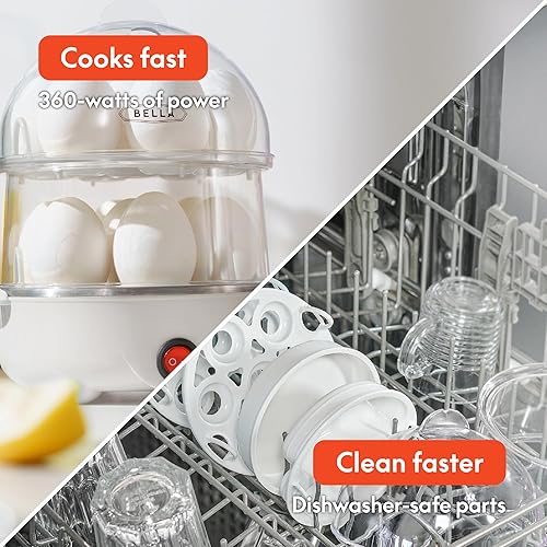 Miniatura 43 de BELLA - Cocedor eléctrico rápido para huevos, bandeja doble para 14 huevos, apagado automático, pela con facilidad, tortilla, huevo escalfado, Rojo