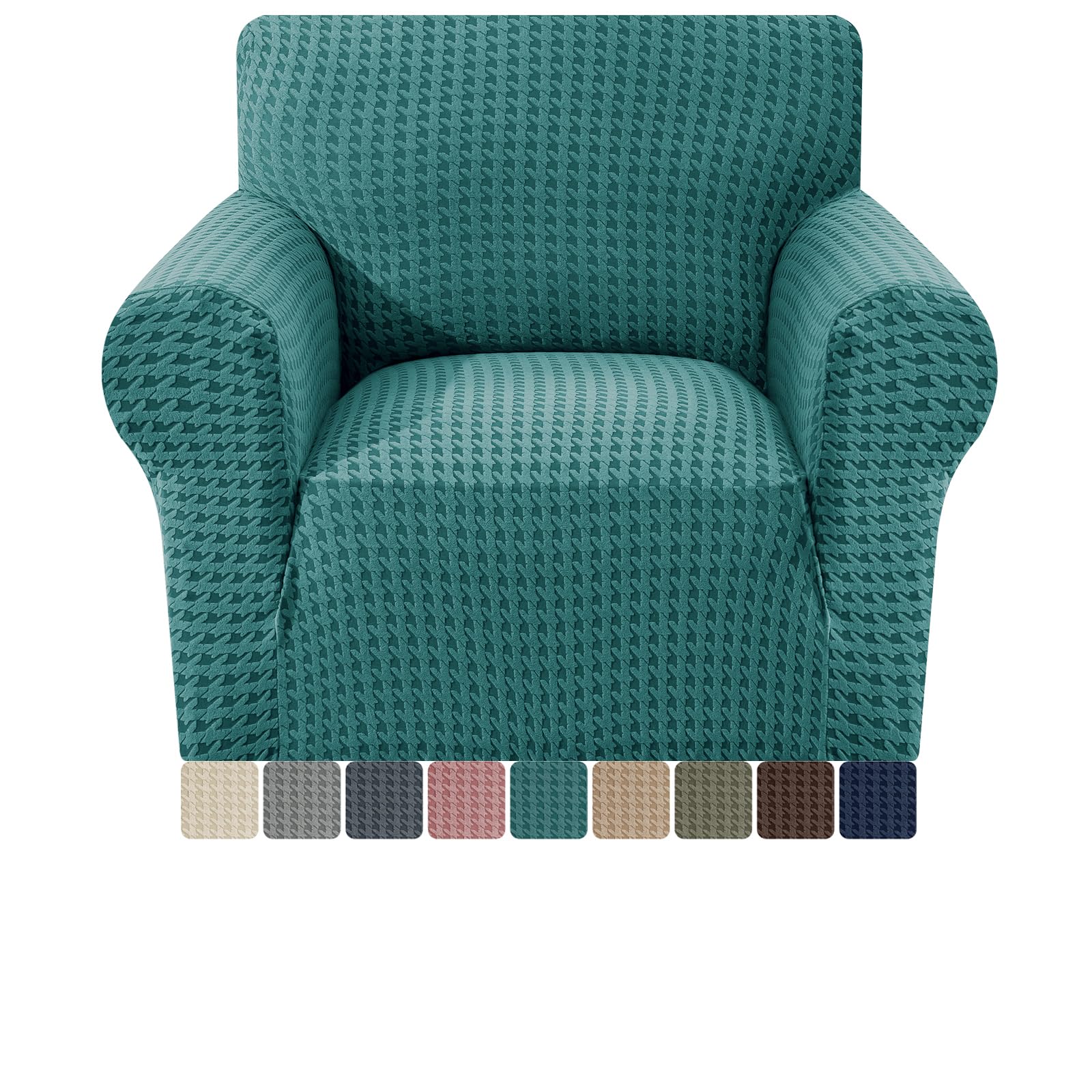 MAXIJIN Stretch Sofa Chair Slipcovers with Arms (31"-46 Chair Cover Armchair with Non-Slip Foam & Elastic Bottom, 1 Seater Dog Cat Pet Friendly Furniture Protector (Peacock Blue, 1 Seater)