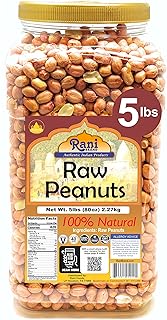 Rani Peanuts, Raw Whole With Skin (uncooked, unsalted) 96oz (6lbs) 2.72kg Bulk PET Jar ~ All Natural | Vegan | Kosher | Gluten Friendly | Fresh Product of USA ~ Spanish Grade Groundnut/Red-skin
