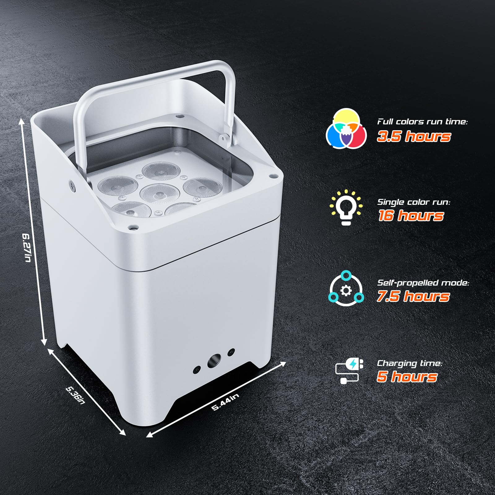 108W Akku LED Par Scheinwerfer Strahler Wiederaufladbarer RGBWA+UV Uplight Outdoor mit Fernbedienung/DMX/APP(IOS und Android) Disco licht für DJ party Bar Hochzeit Geburtstag- Weiss