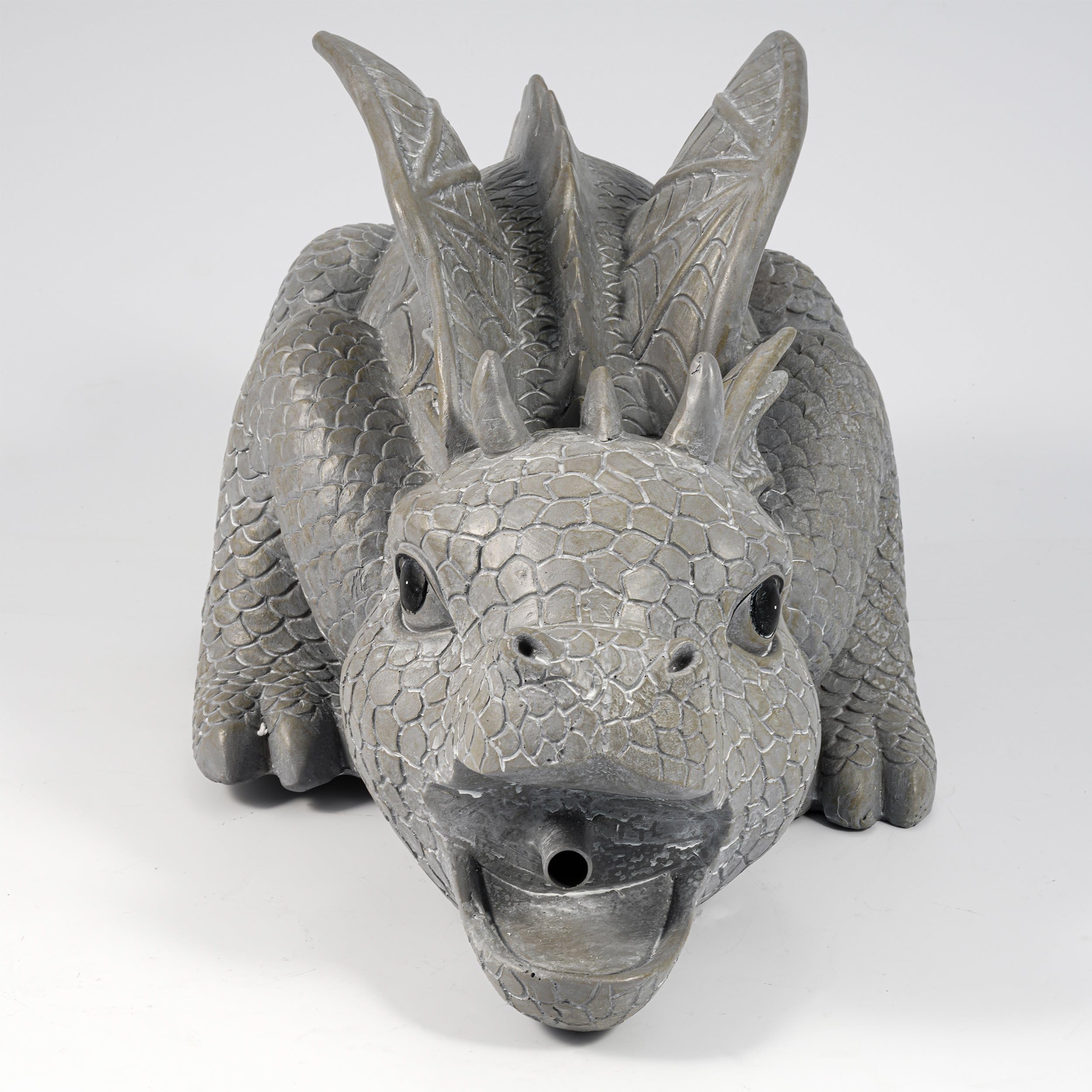 esotec Wasserspeier-Figuren Drache Grisu, Einzelfigur Teichfigur Gartenstatue, Brunnenfigur für Garten-Teich Mini-Teich, Wasserspiel Terrasse Balkon-Brunnen, Quellstein, Kunststein 100735