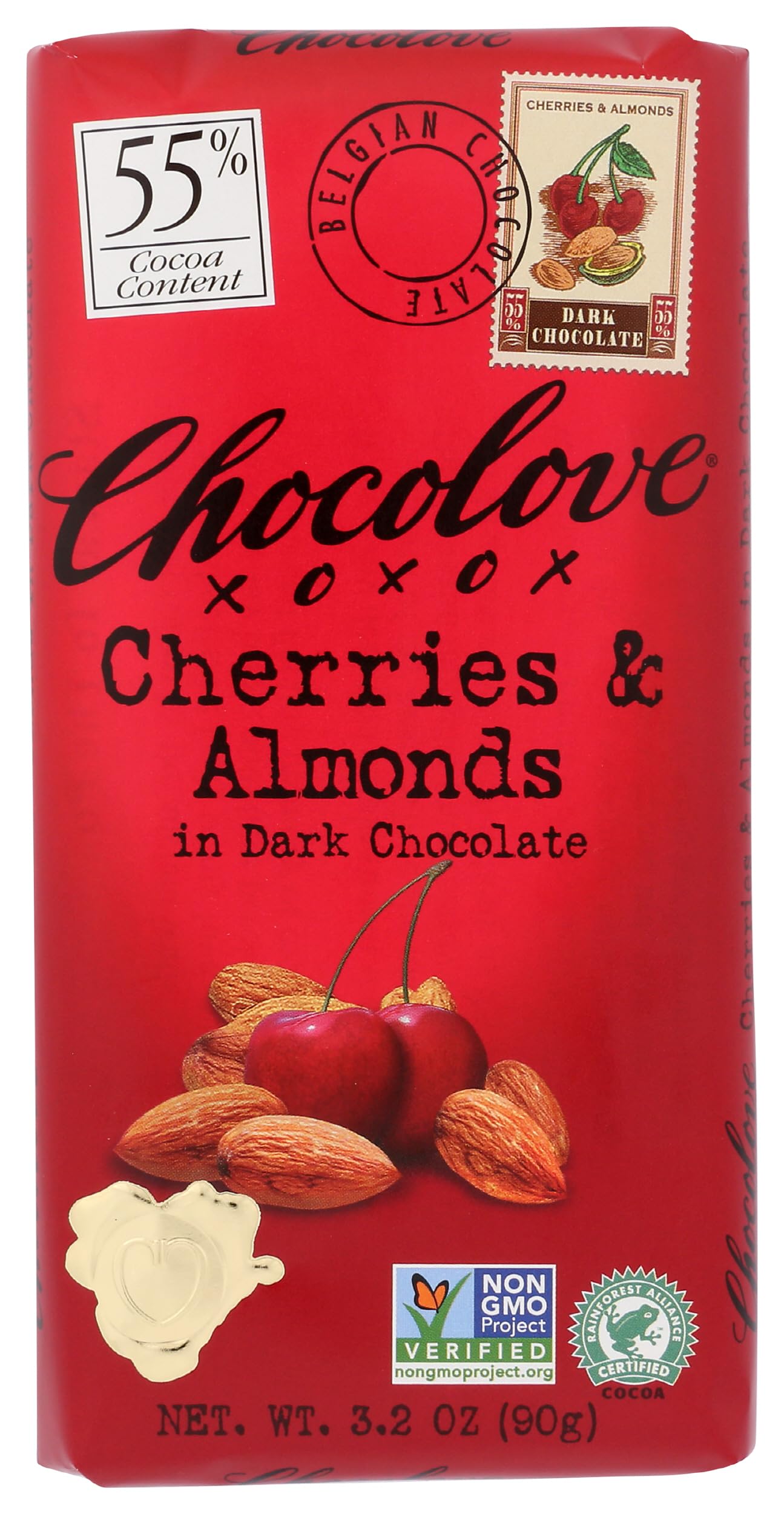 Chocolove Cherries and Almonds in Dark Chocolate, 3.2 oz