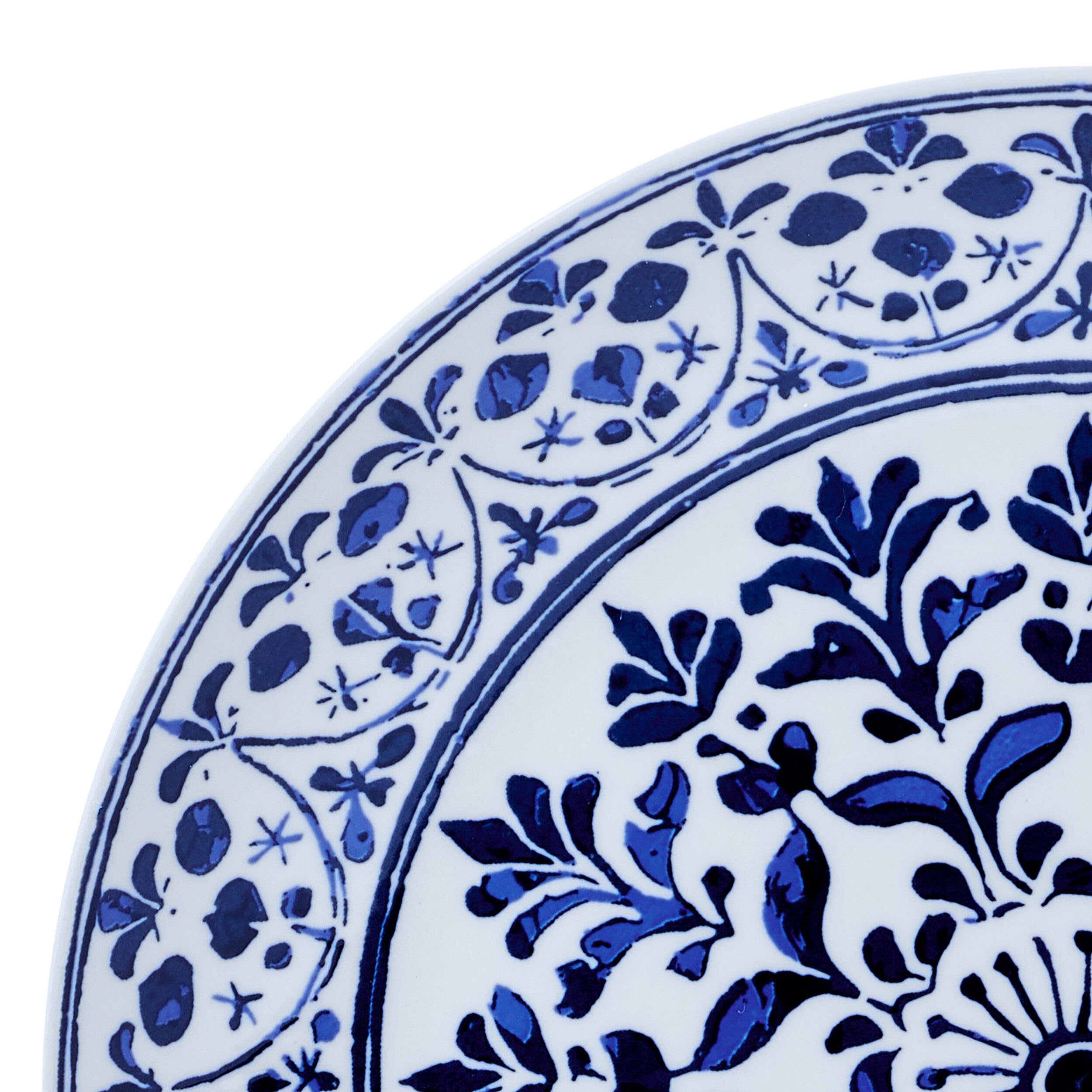 Pfaltzgraff Medallion Radiance 12-teiliges Geschirrset aus Steingut, Teller und Schüssel, Service für 4 Personen, Blau