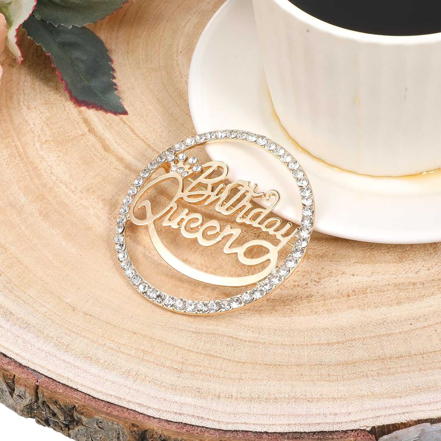 Birthday Pins for Women, Bling Rhinestone Queen Crown Brooch Pins