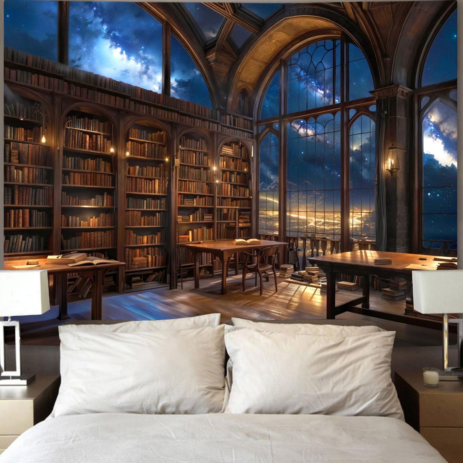 Accnicc Botanical Bookshelf Tapestry Lush Green Plant Book Shelf Tapestries Wall Hanging Art Vintage Retro Potted Plants Academics Library Book Tapestry for Bedroom Living Room Dorm 80 x 60 inch: Brown Blue 80L" x 60W"