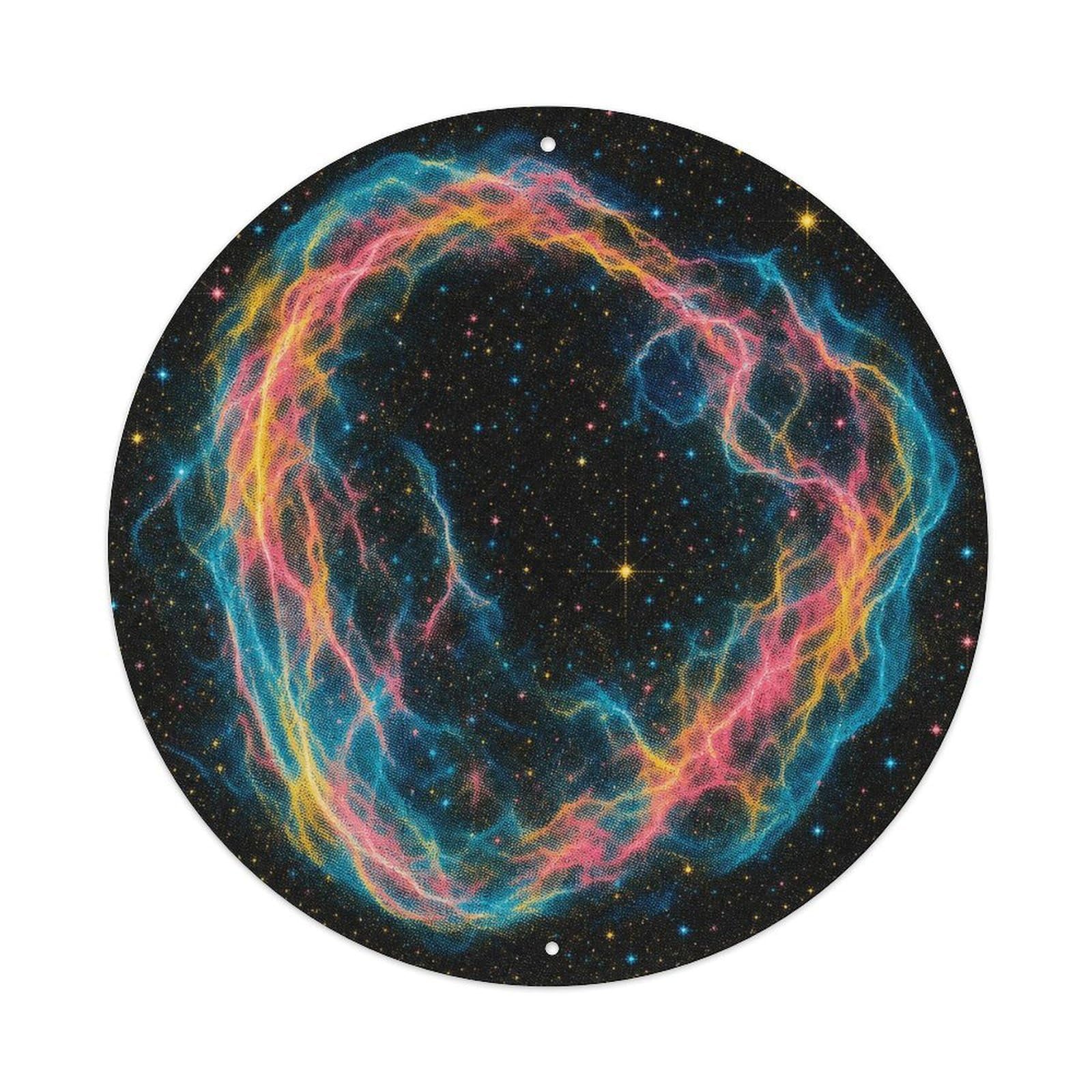 Okngb Style Space Science Cygnus Loop Supernova Remnant Starry Sky Metal Tin Sign Plaque Wall Decor For Cafe, Man Cave, Club Bar, Office, Home Garden Round Metal Poster 8X8inch