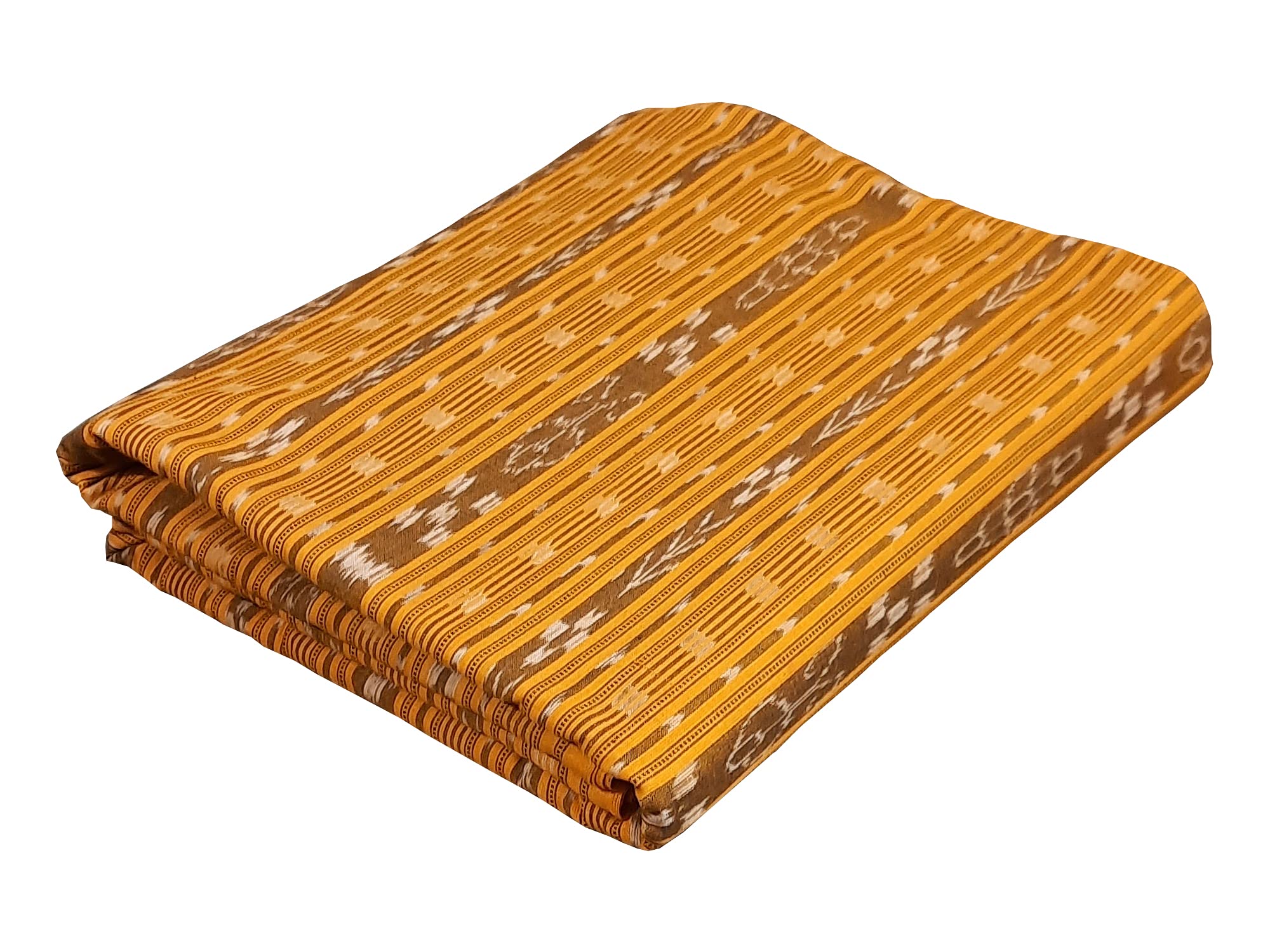 Odisha Handloom Sambalpuri Cotton Dark Yellow Ikkat Dress Material ;Unisex;Free Size-image-18