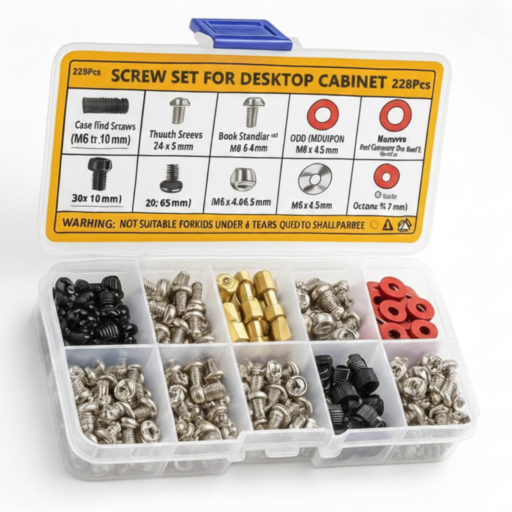 228 Pcs PC Screw Set Kit – Universal Computer Hardware Assortment for Motherboard Standoffs, SSD/HDD, Cabinet Fans, GPU, & SMPS | Anti-Rust Desktop DIY Assembly Kit with Storage Box-image-45