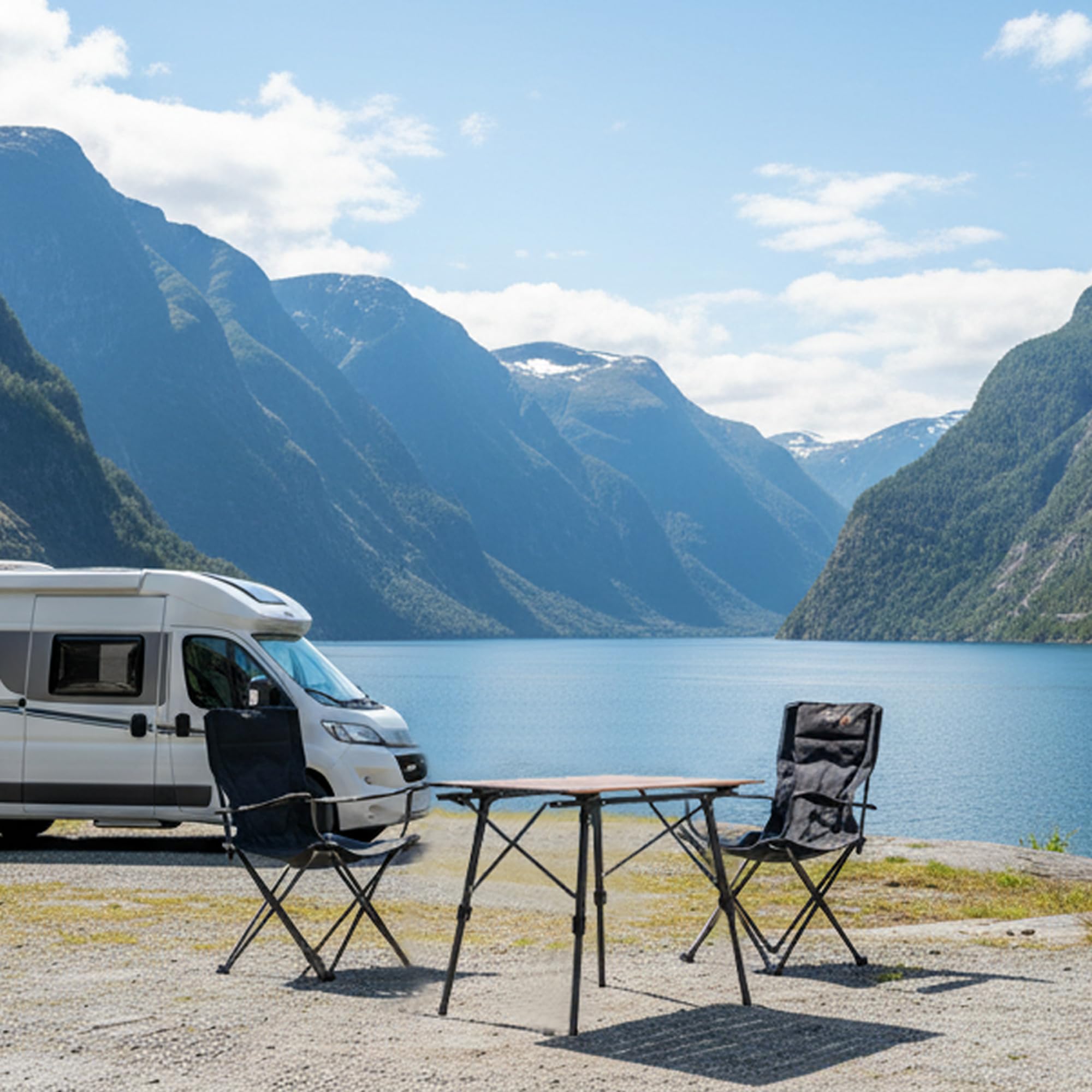 osoltus Campingtisch Fjord höhenverstellbar Aluminiumgestell | Klapptisch Holzoptik-Tischplatte 90cm x 59cm x 45-71 cm höhenverstellbar
