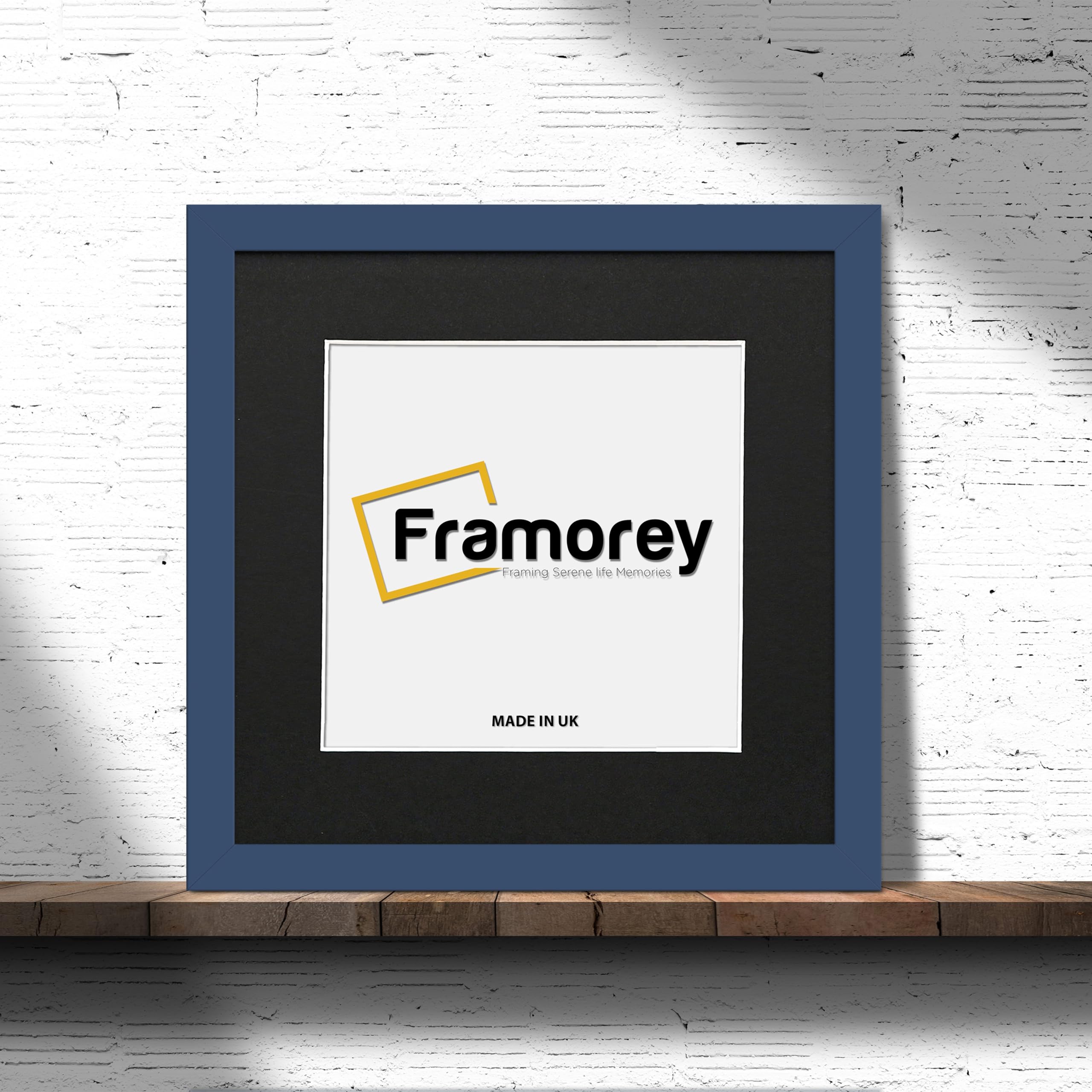 FRAMOREY Square Oxford Flat Wooden Effect Picture Frame, 10x10" Size Blue Photo Frame With 8x8" Size Black Mount, Photo Print Frame, Best Photo Frames For Birthday Gift
