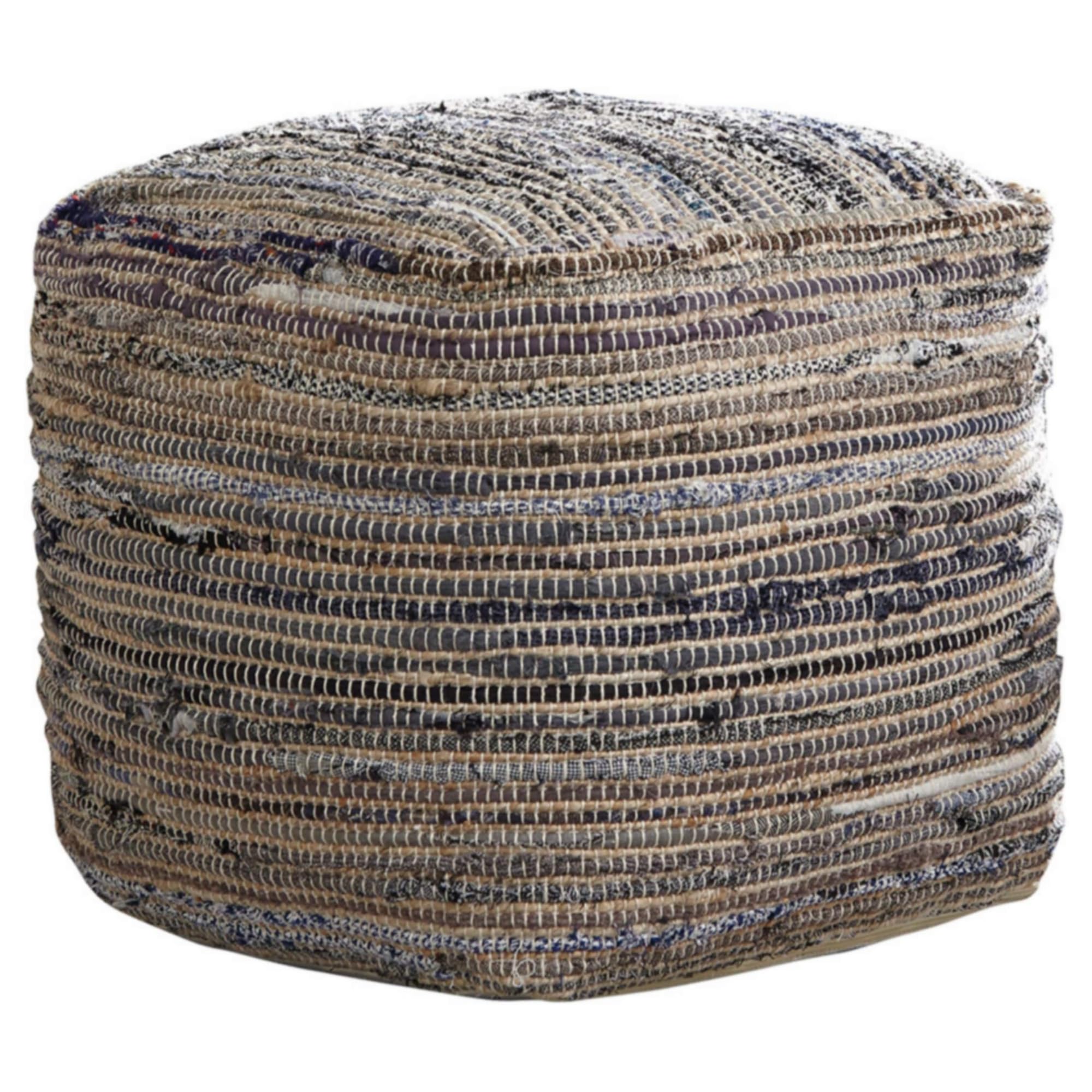 Ashley Absalom hemp pouf in multicolored natural weave
