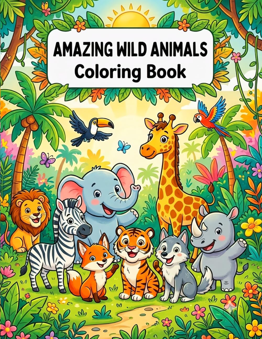 Amazing Wild Animals colouring Book: A Fun Coloring Activity Book Featuring Lions, Tigers, Elephants etc.