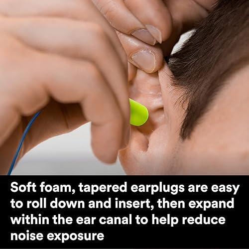 Miniatura 4 de 3M Tapones para los oídos, 5 parespaquete, E-A-Rsoft Yellow Neons VP311-4106, cable detectable de metales, desechable, espuma, NRR 32, taladrado,