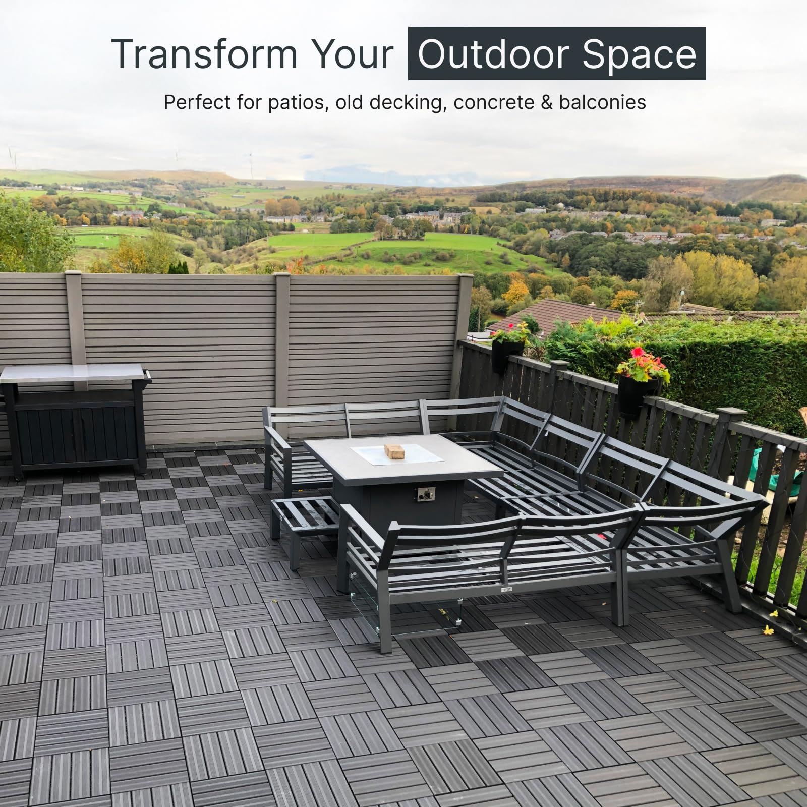 CLICK-DECK Composite Decking Tiles - Patio, Balcony, Roof Terrace