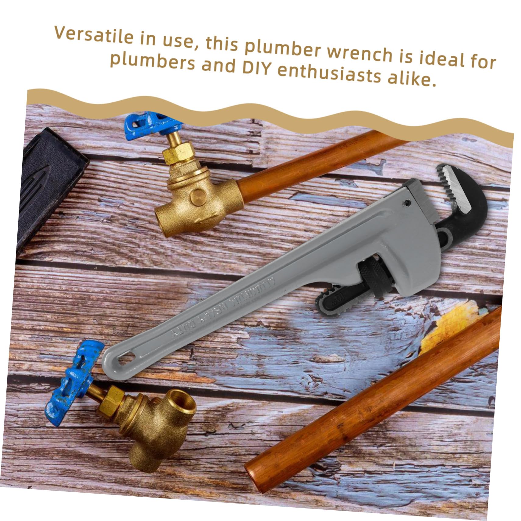 Llave de Plomero de 10 Pulgadas, Llave para Tuberías de Aleación de Aluminio y Acero Cromo-vanadio, Uso en Instalación y Mantenimiento
