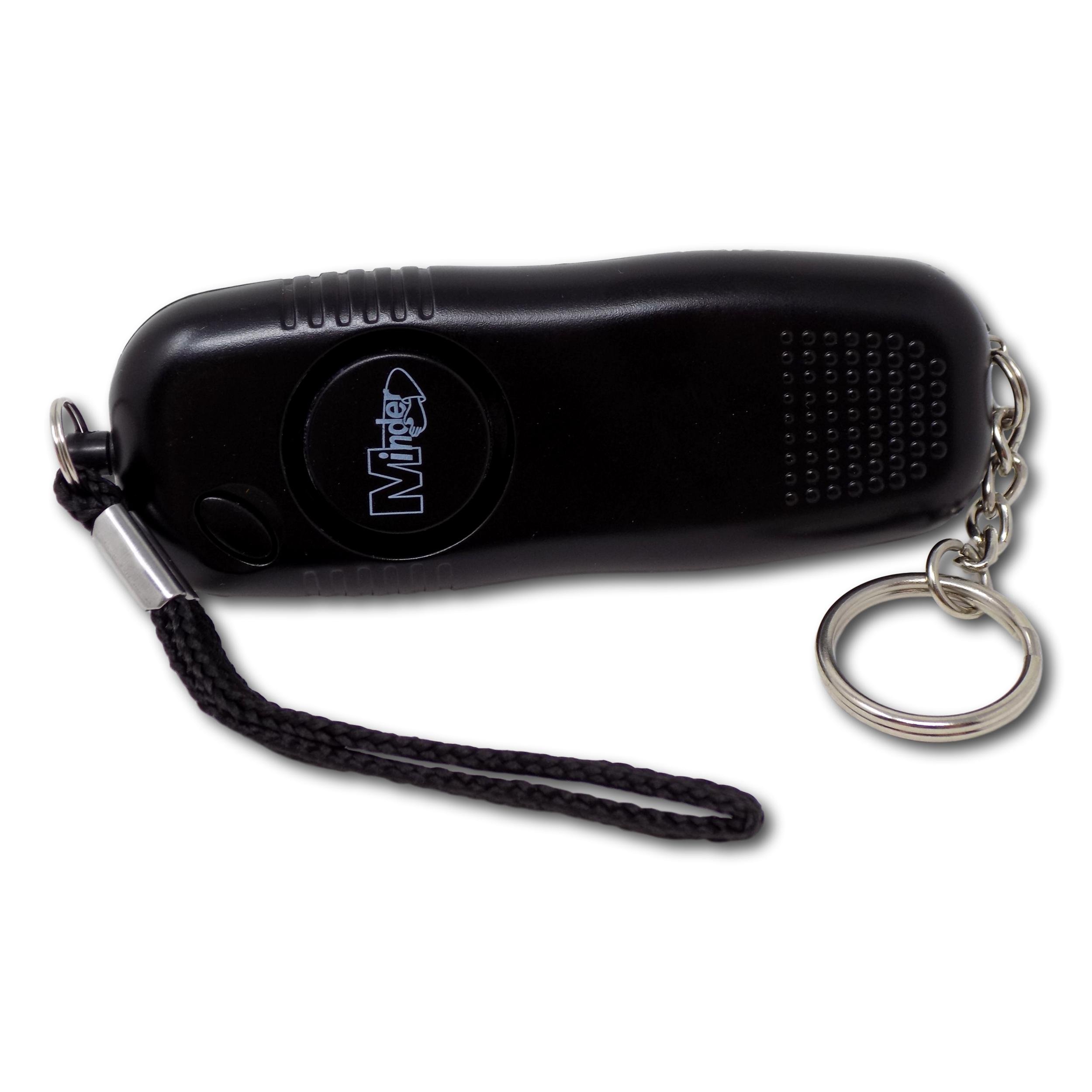 Minder Black 130Db Police Approved Personal Staff Panic Rape Attack Safety Security Keyring Alarm With Flashlight (Without Spare Batteries, )