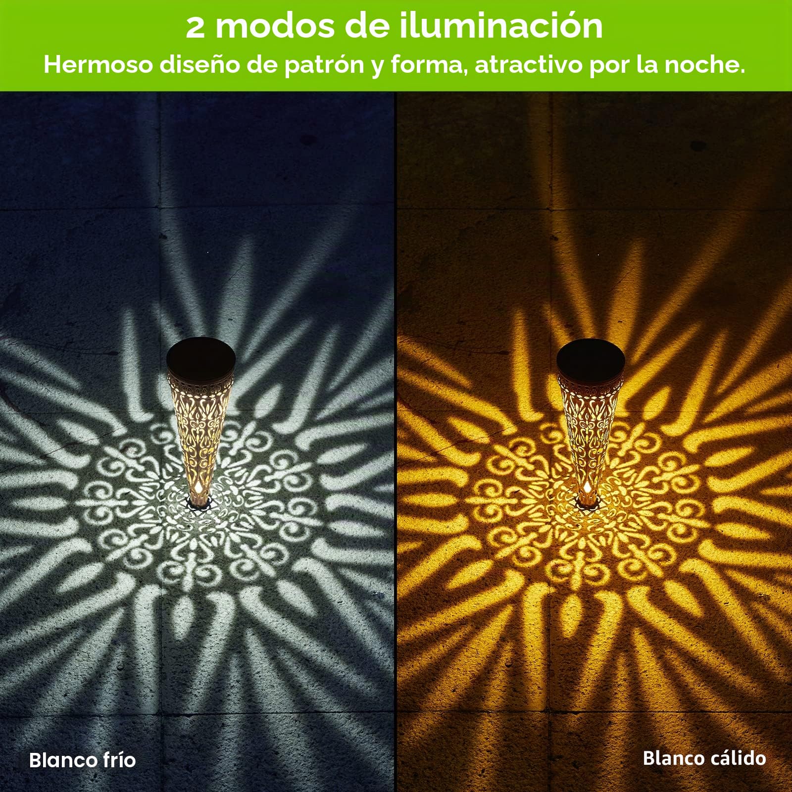 GEARLTIE - Lámparas solares exteriores para jardín, juego de 4, luz solar exterior, 800 mAh con luz cálida, IP65, impermeable, iluminación exterior, solar, decoración para jardín, patio, césped