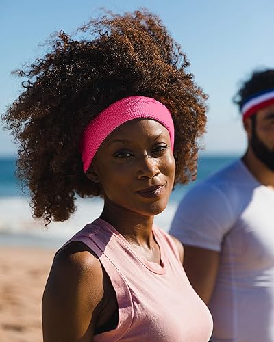 Miniatura 70 de Suddora Diadema de entrenamiento para hombres y mujeres, banda deportiva que absorbe la humedad, bandas de tela de rizo de algodón ligero para Lazo