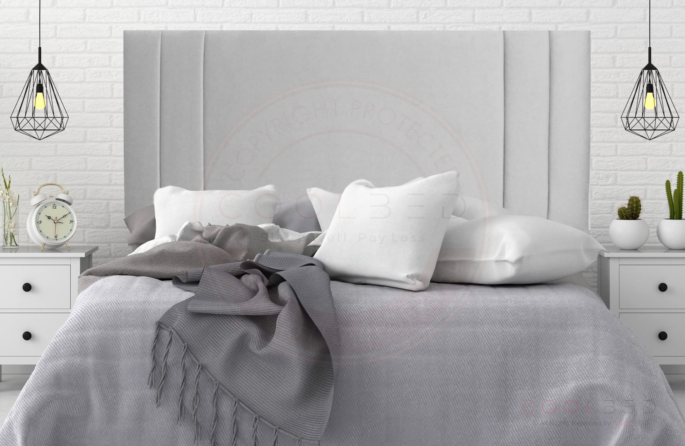 Wispa Plush Velvet Headboard for Divan Base | Panel Bed Headboard upheld in Silver Plush (Single (3') - 20" (H))